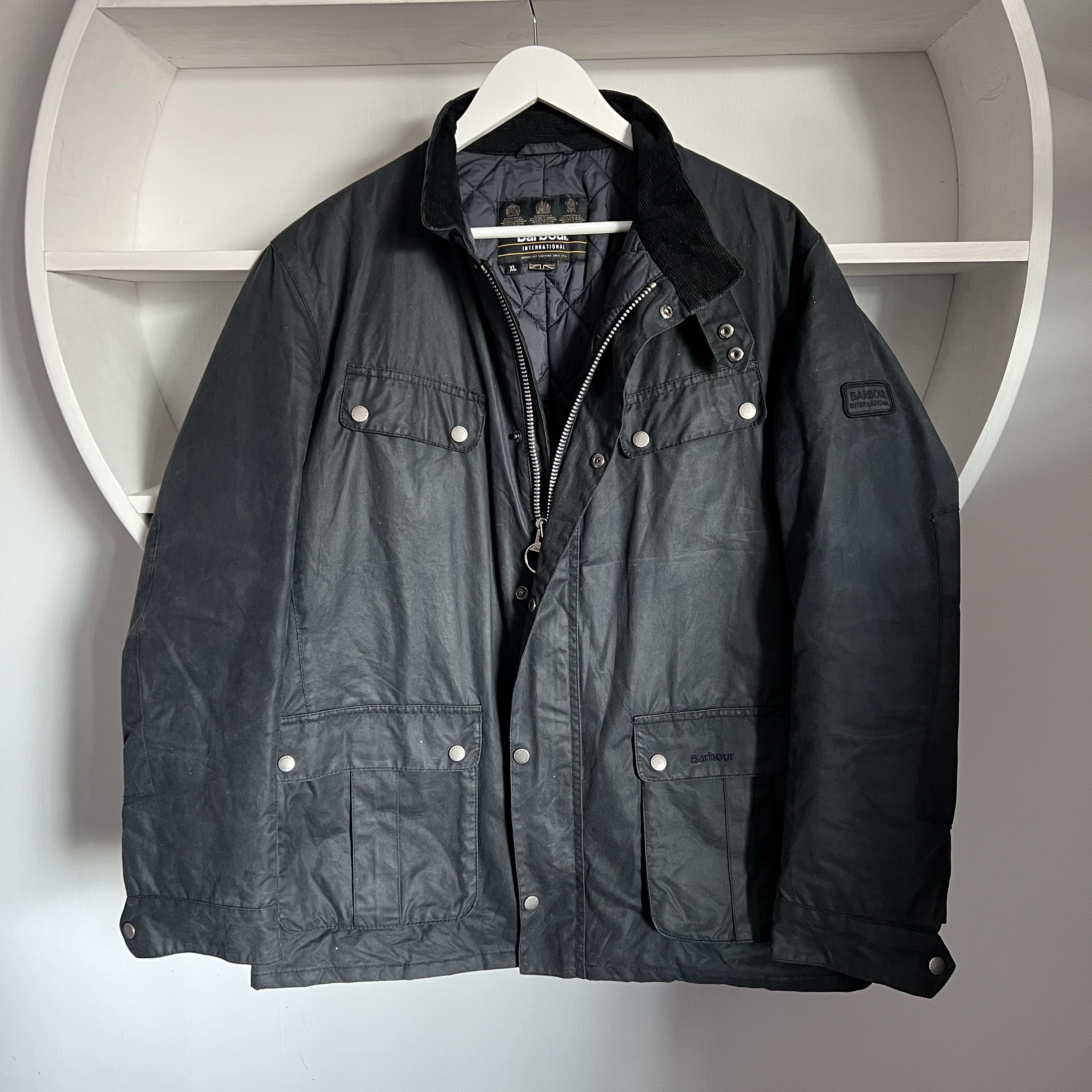 Barbour Men s BARBOUR INTERNATIONAL DUKE Waxed Cotton Navy Jacket Grailed