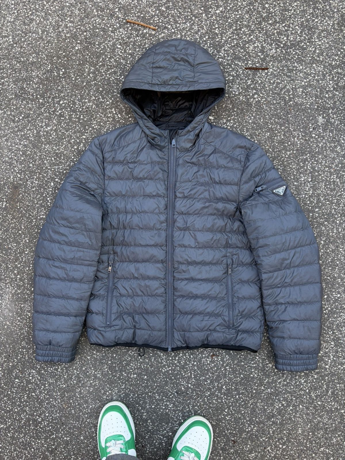 Prada Prada Micro Puffer Jacket – Grey (Size 52 / fits M) Size US L / EU 52-54 / 3 - 1 Thumbnail