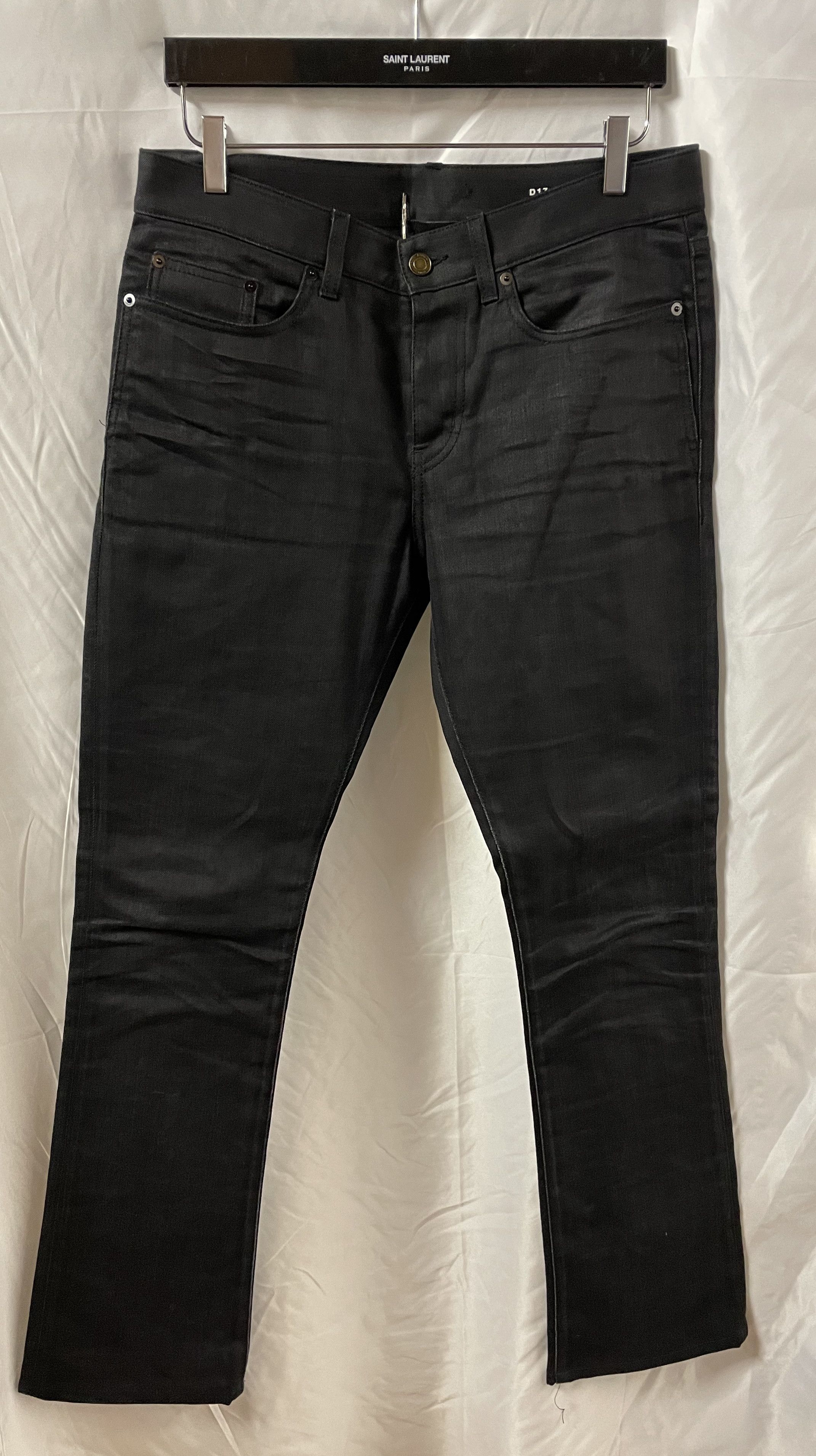 Saint Laurent Paris RARE 19SS D17 BOOTCUT RAW BLACK STRETCH DENIM