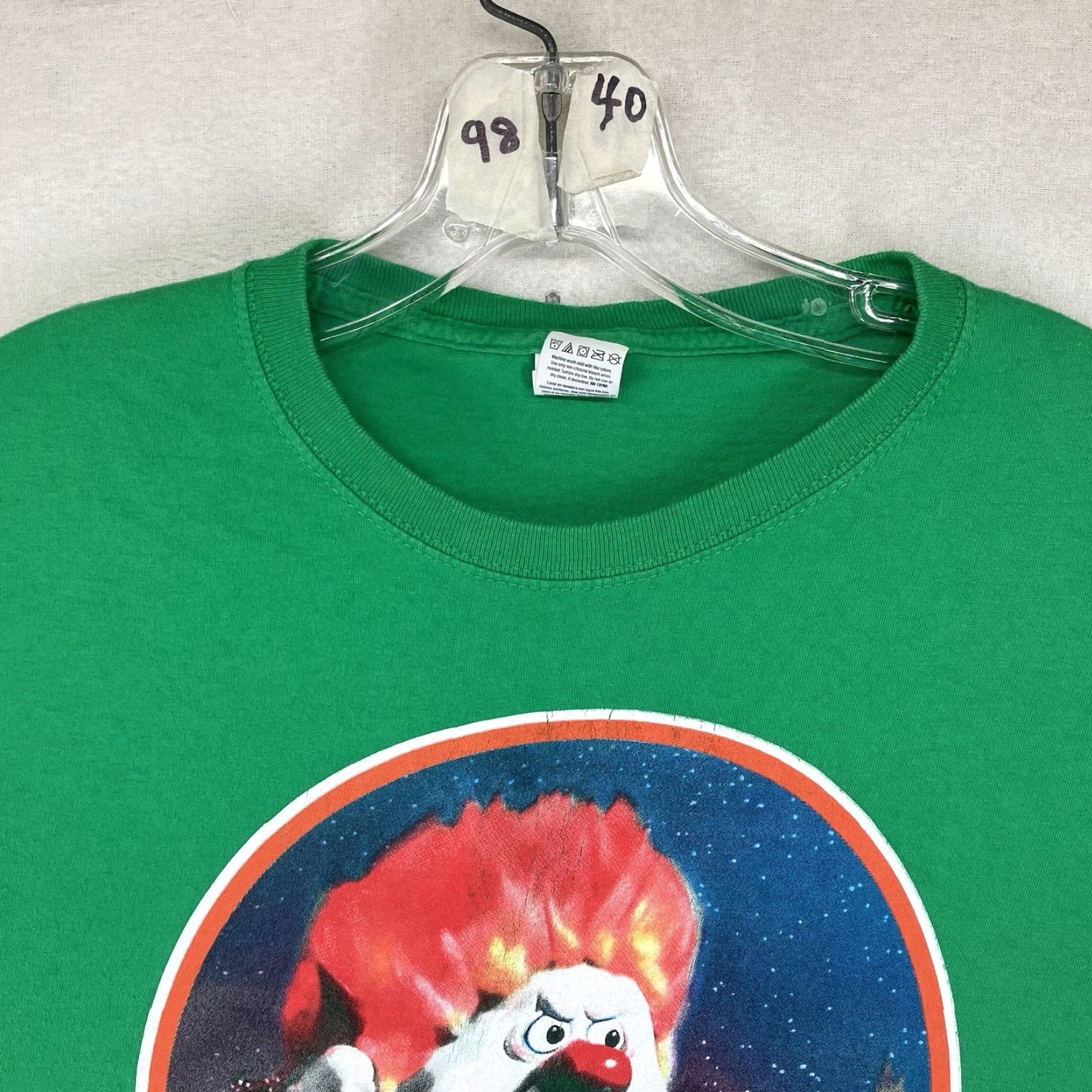 Fruit Of The Loom VINTAGE Fruit of the Loom Heat Miser Christmas Green Short Sleeve Cotton T-Shirt Santa Claus 70s Retro Slim Unisex Adults Small Boys Girls? Size US S / EU 44-46 / 1 - 5 Thumbnail