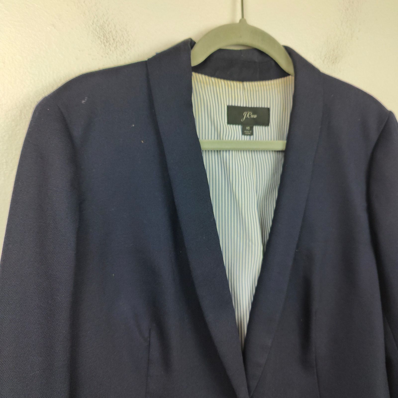 J.Crew J Crew Parke Wool Flannel Blazer Womens 16 Navy Blue Size XXL / US 16-18 / IT 52-54 - 2 Thumbnail