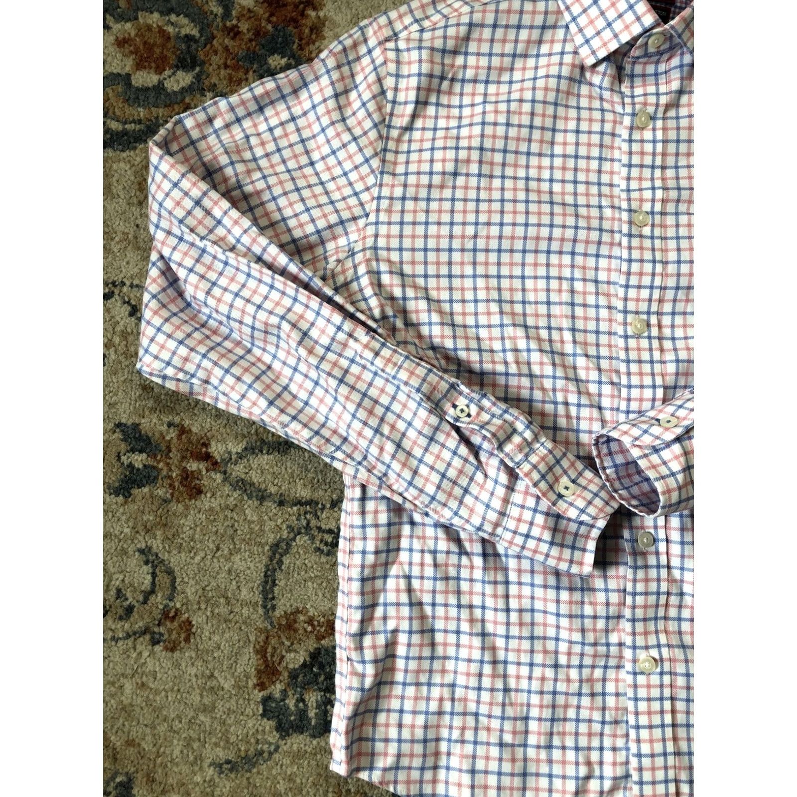 UNTUCKit UNTUCKit Shirt Slim Fit Wrinkle-Resistant White Blue Red Plaid Button-Front Check Cotton Made in Mauritius S Small Mens Adult Small XS? Size US S / EU 44-46 / 1 - 3 Thumbnail