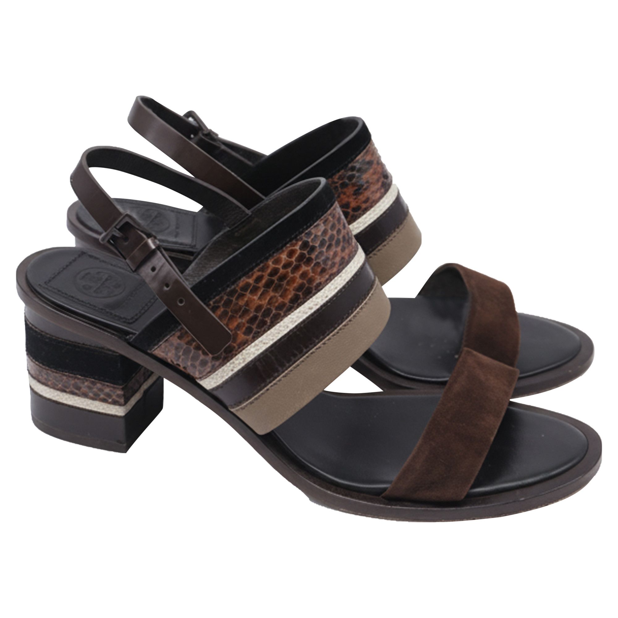 Tory Burch Tory Burch Edina 100 Sandals in Brown Leather Size US 11 / IT 41 - 1 Thumbnail