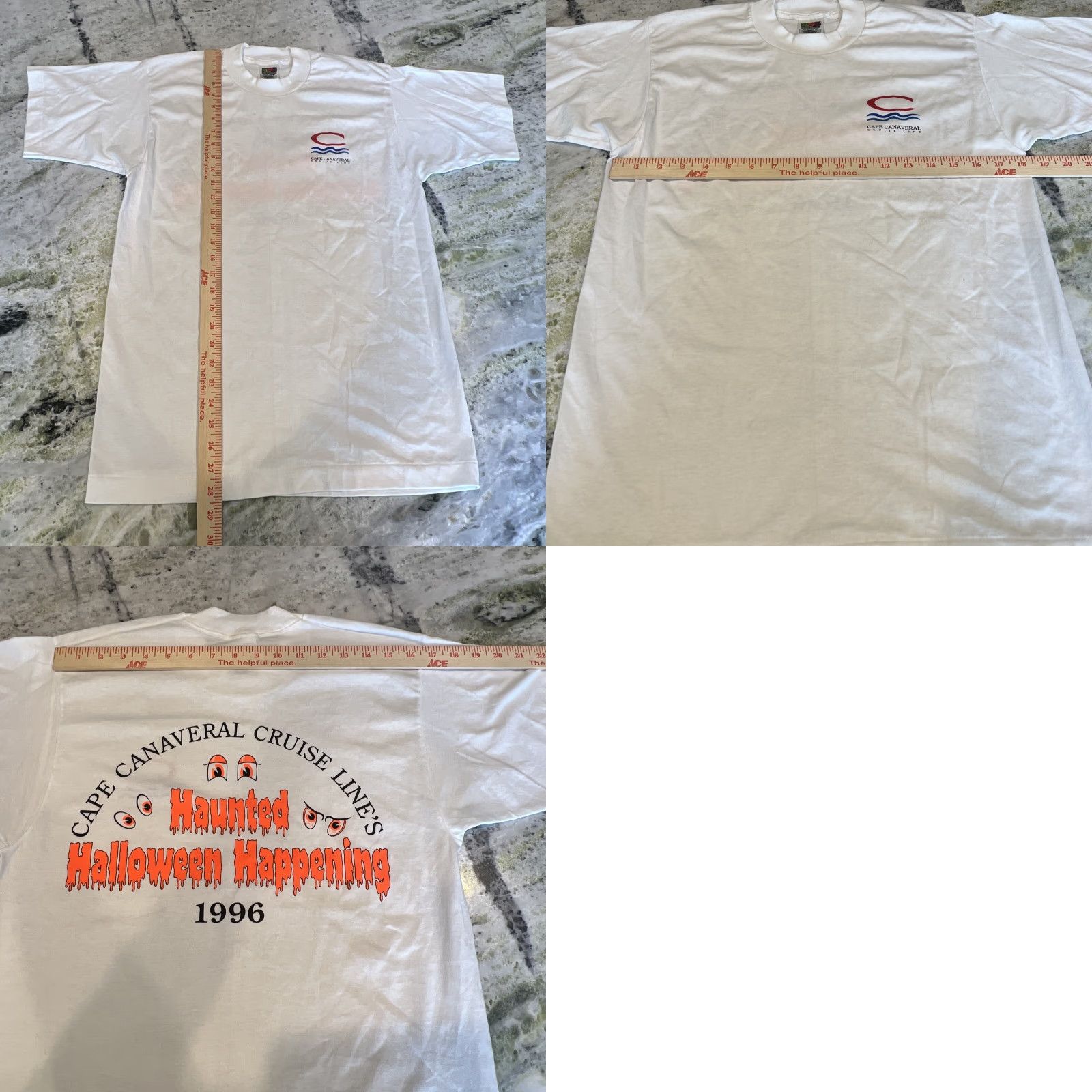 Vintage VINTAGE 1996 Haunted Halloween Cape Canaveral Cruise Single Stitch Label Best T-Shirt Mens M White Cotton Graphic Print Halloween Size US M / EU 48-50 / 2 - 8 Thumbnail