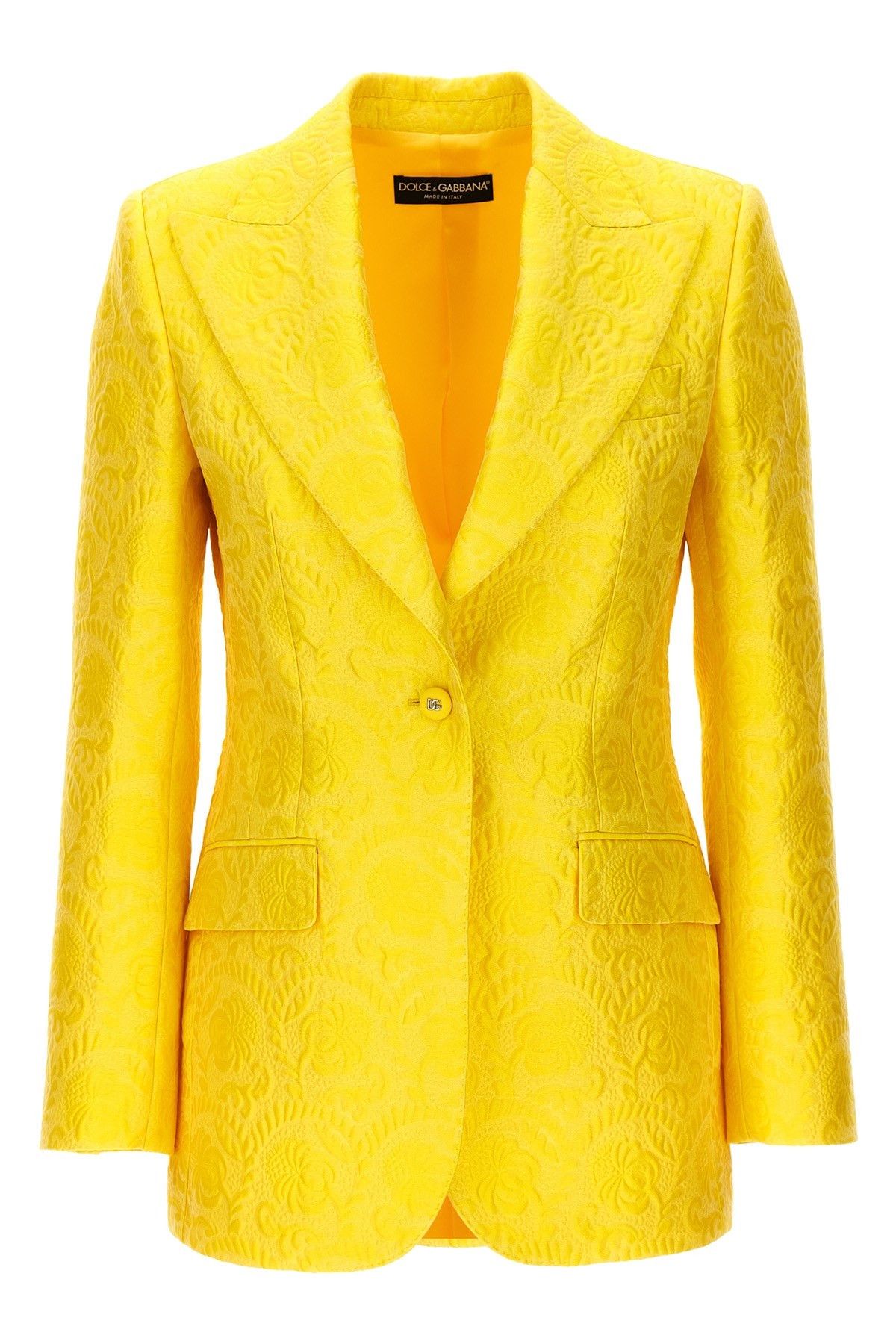 image of Dolce Gabbana Single-Breasted Turlington Blazer in Yellow, Women's (Size Medium)