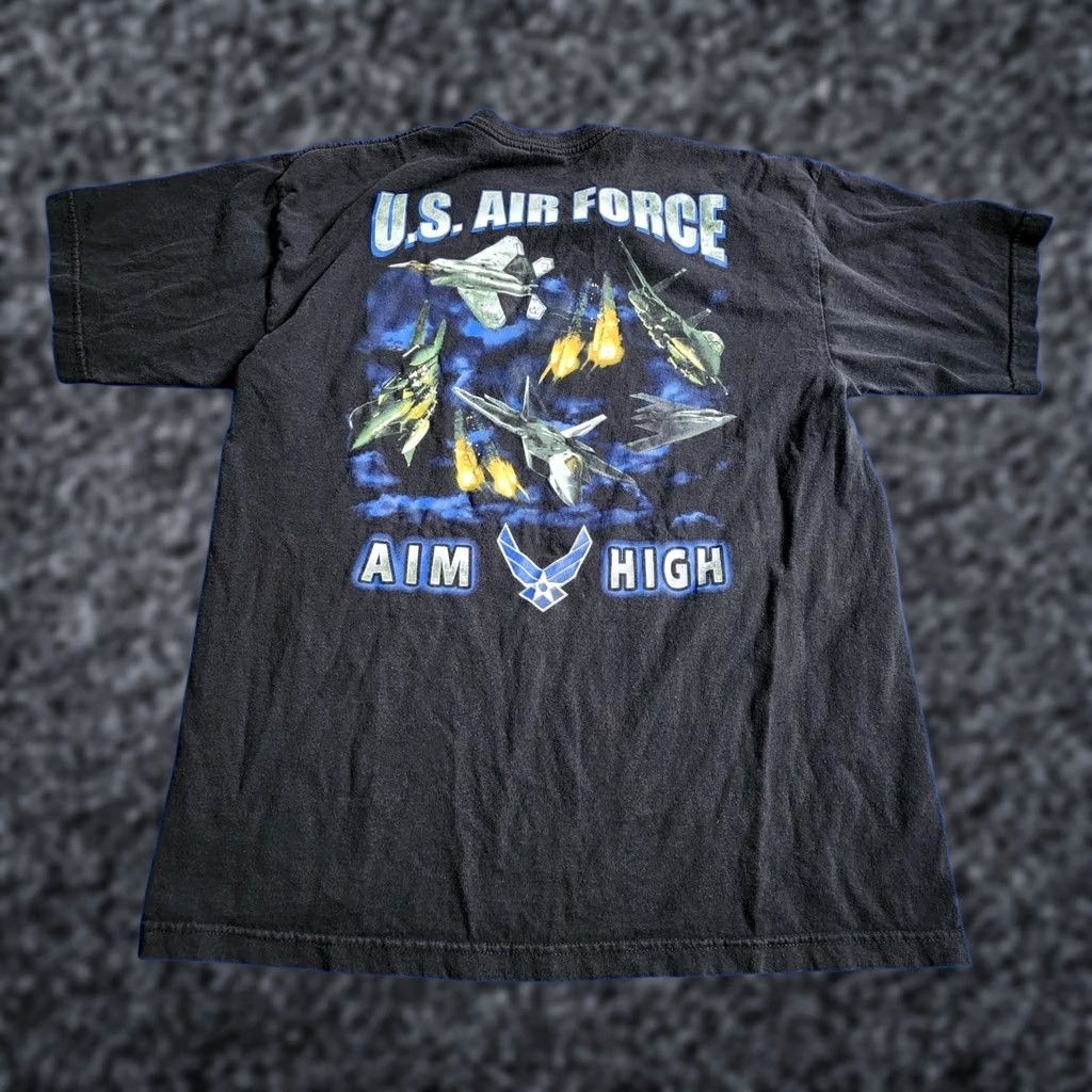 Vintage Bayside Mens L Air Force USAF T Shirt Fighter Jets Aim High Double Sided USA Size US L / EU 52-54 / 3 - 1 Thumbnail