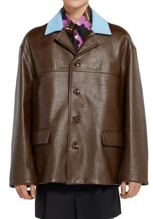 Gucci o1loc1c1125 821694 Embossed Leather Jacket in Brown Size US M / EU 48-50 / 2 - 2 Thumbnail