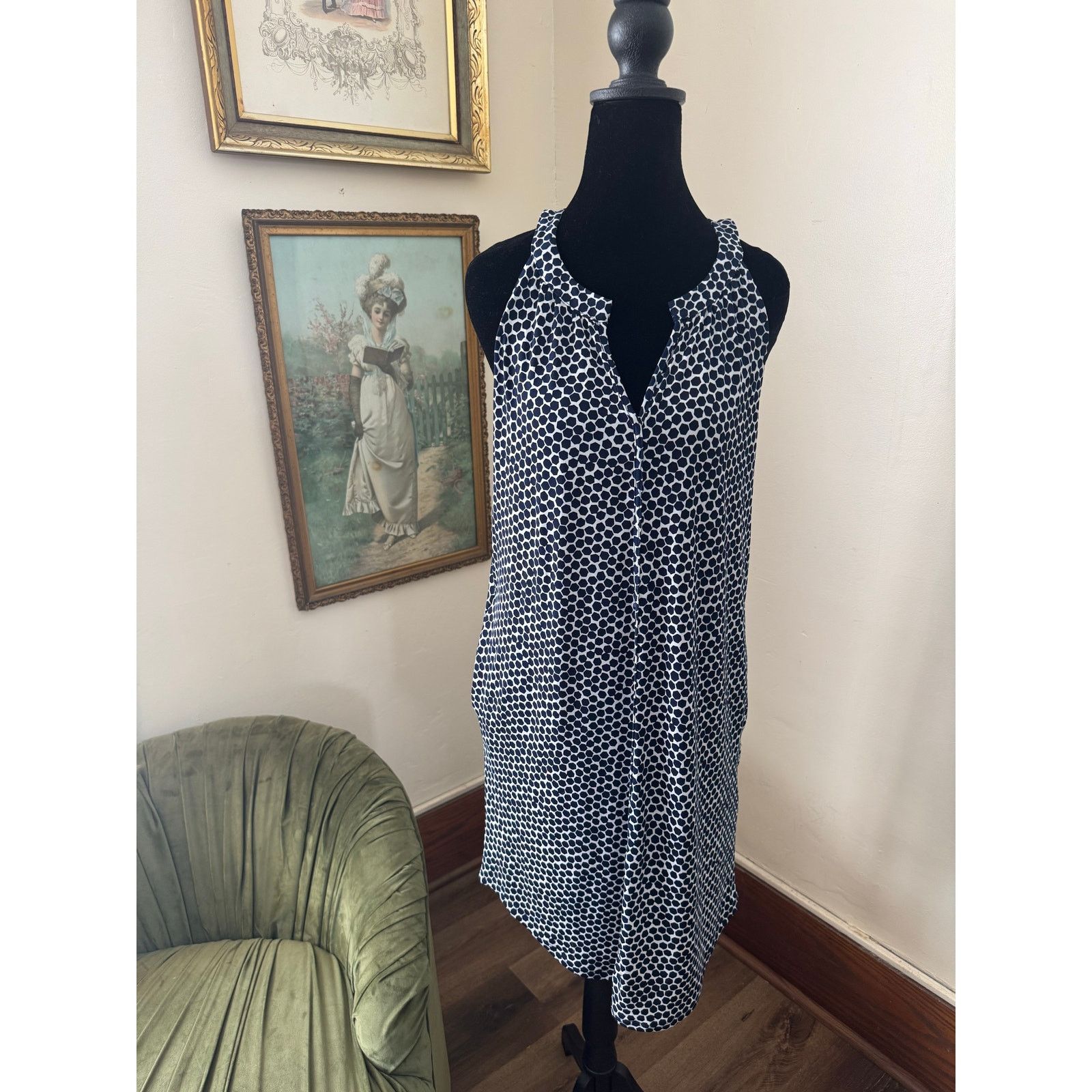 Banana Republic Banana Republic Navy White Print Sleeveless Dress Small Size S / US 4 / IT 40 - 1 Thumbnail