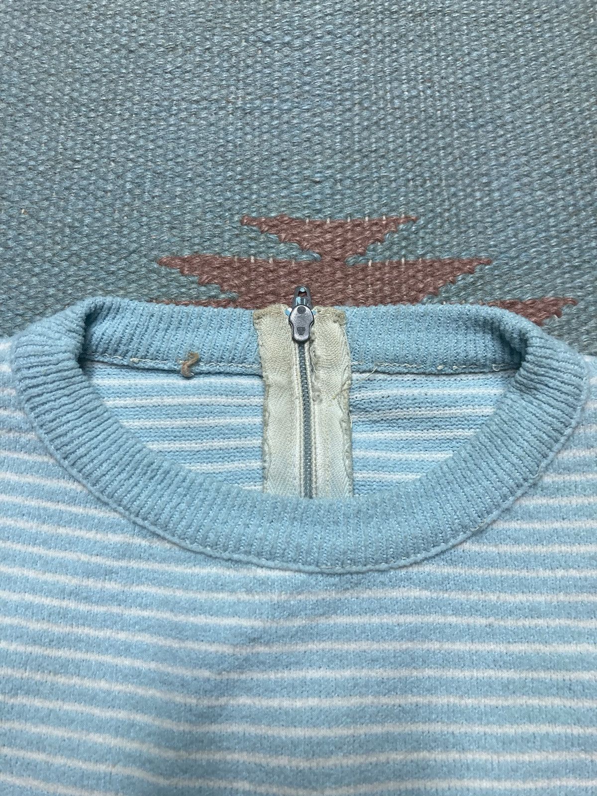Vintage Vintage 60s t shirt striped textured blue women’s large Size L / US 10 / IT 46 - 5 Thumbnail