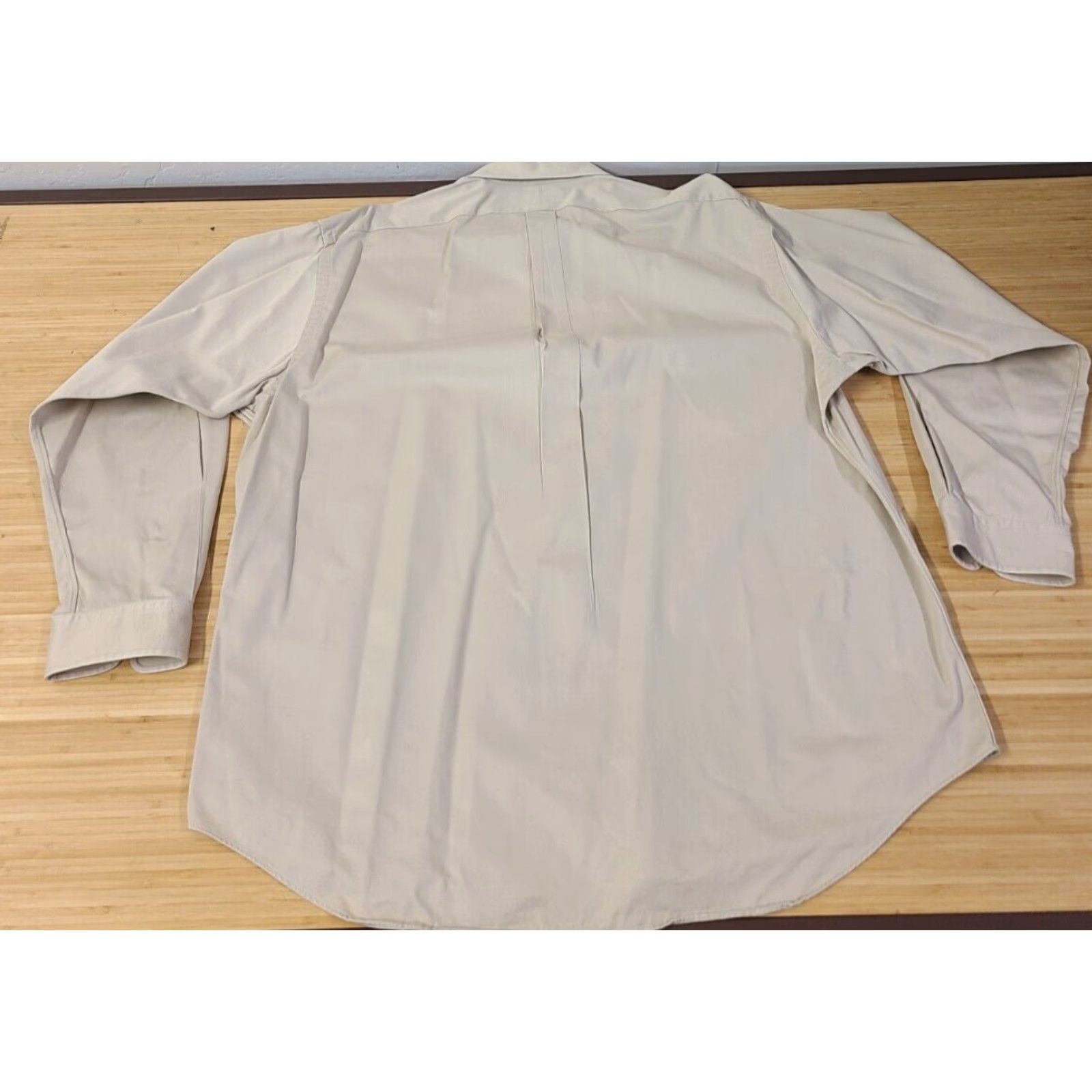 Polo Ralph Lauren Polo Ralph Lauren Blake Long Sleeve Button-Up Dress Shirt XL Beige Men's Button-Down Collar Logo Regular Knit Cotton Size 46R - 7 Thumbnail