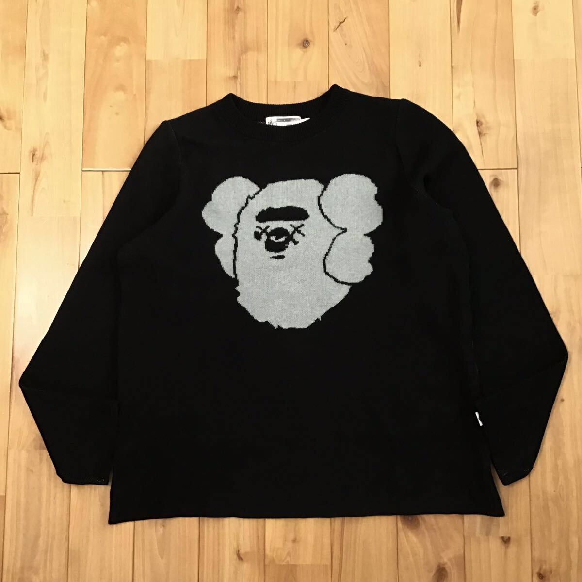 BAPE × KAWS Big Head logo knit sweater a bathing ape NIGO