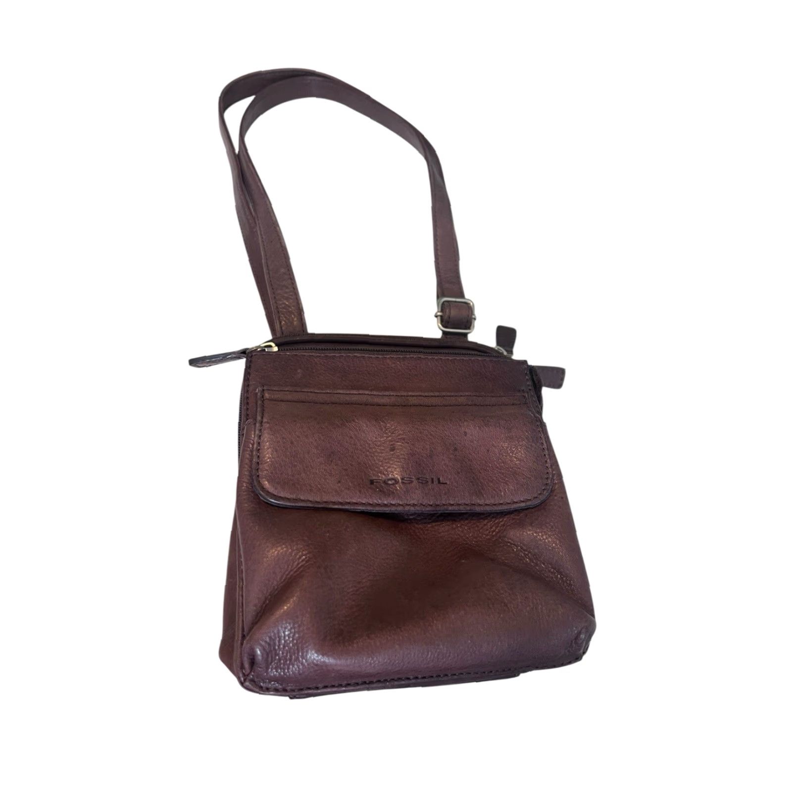 Fossil VINTAGE Fossil Crossbody Organizer Handbag Brown Leather Shoulder Purse Size ONE SIZE - 2 Thumbnail
