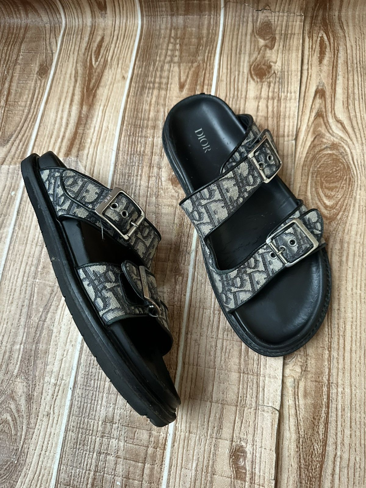 Dior DIOR Aqua Oblique Jacquard Sandals Beige Black Size US 8 / EU 41 - 7 Thumbnail