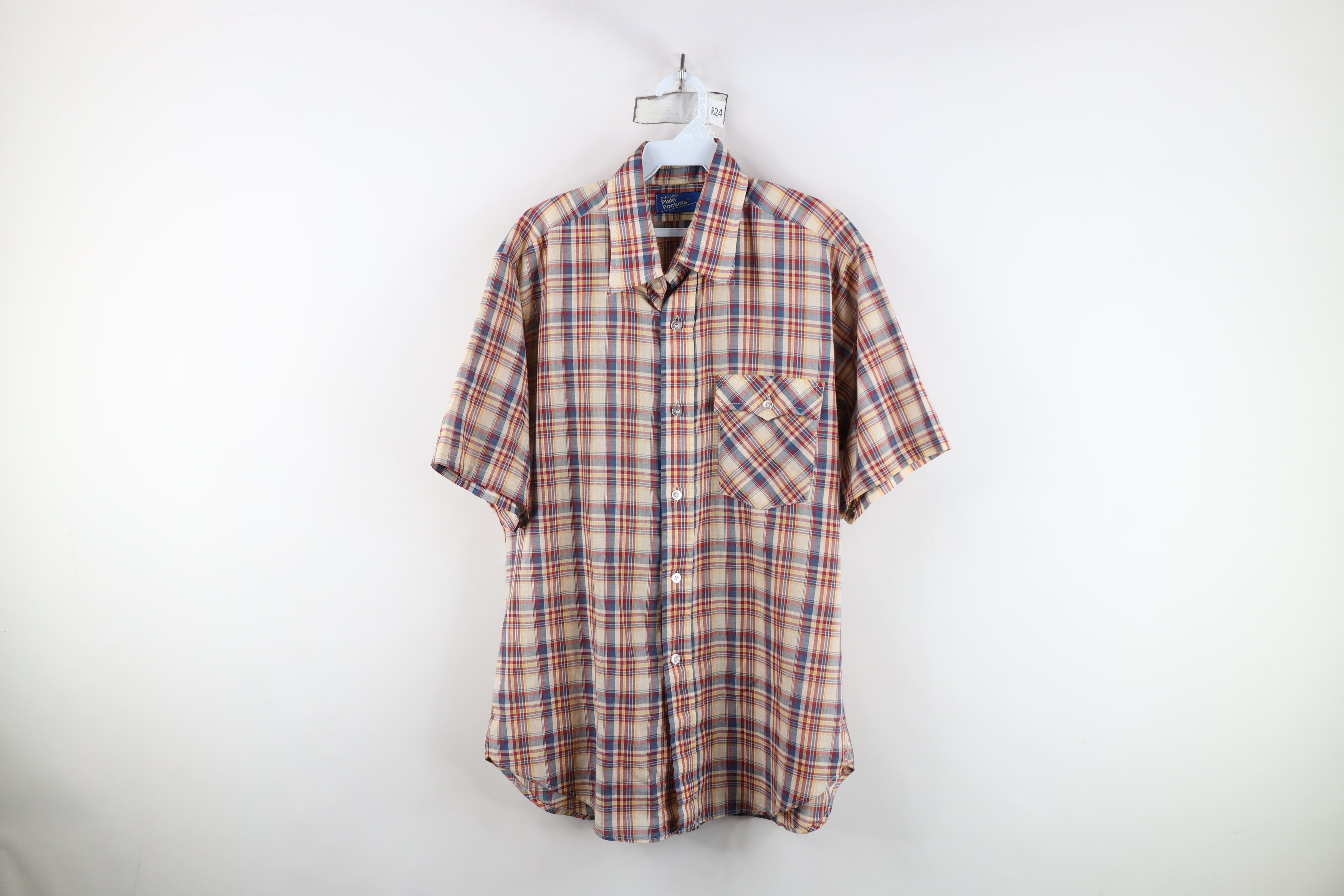 Vintage Vintage 70s Streetwear Plaid Short Sleeve Button Shirt Size US L / EU 52-54 / 3 - 1 Thumbnail