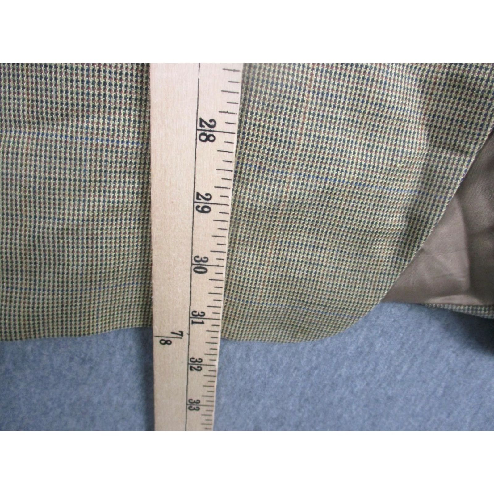 Ralph Lauren Lauren Ralph Lauren Blazer Mens 46R Beige Silk Wool Check Sport Coat Jacket Size 46R - 3 Thumbnail