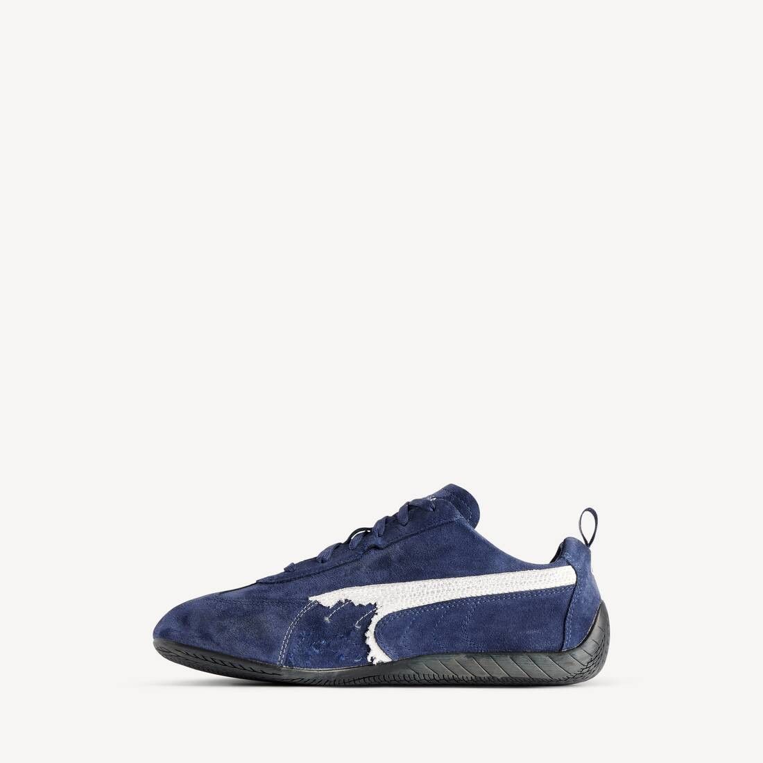 Balenciaga × Puma o1w1db10326 Speedcat Suede Sneakers in Navy/White Size US 12 / EU 45 - 4 Thumbnail