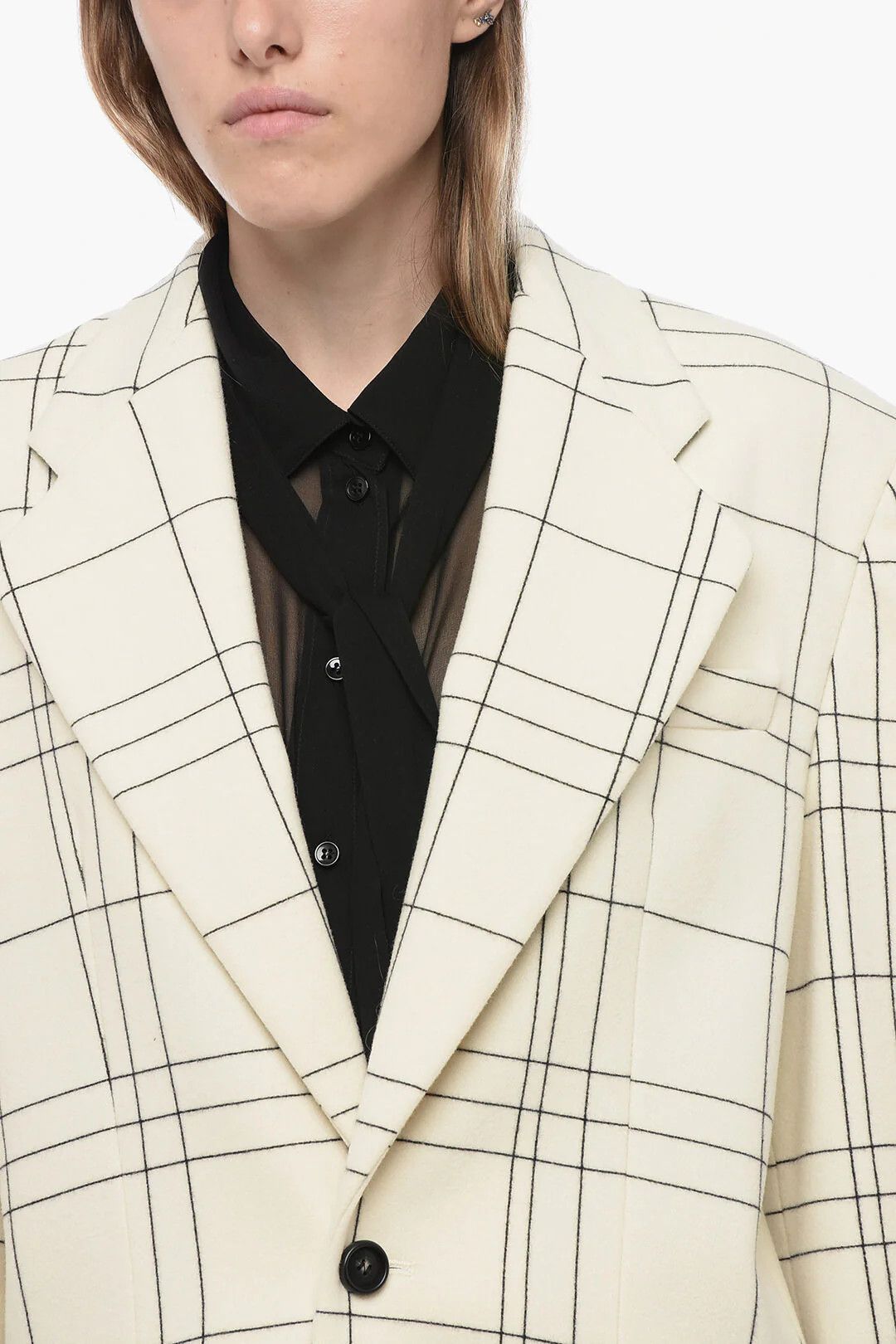Marni og1mm0326 Wool Blazer in White Size M / US 6-8 / IT 42-44 - 3 Thumbnail