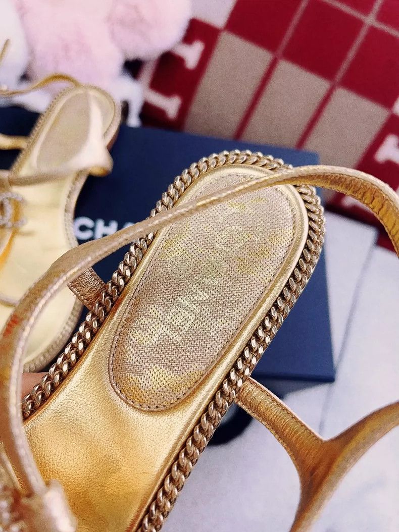 Chanel Chanel Gold chain sandals clip sandals Size US 5.5 / IT 35.5 - 5 Thumbnail