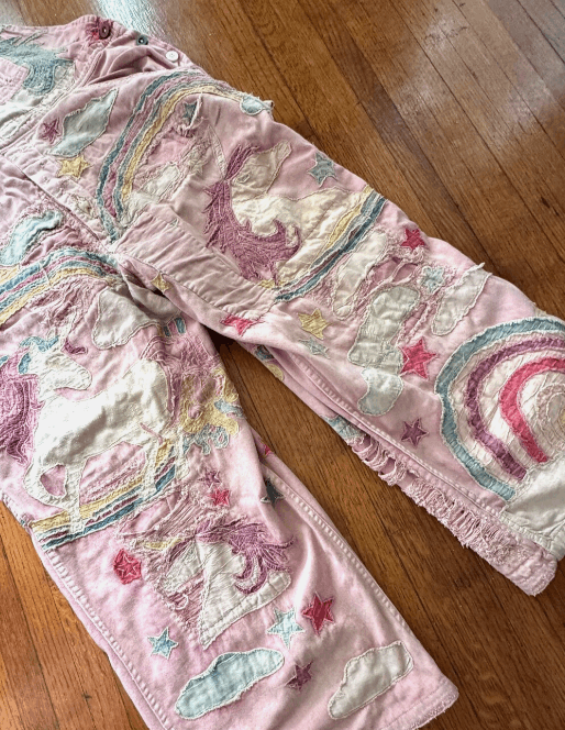 Magnolia Pearl Magnolia Pearl Appliqué Unicorn Overalls 037 Fairy OS Size 34" / US 12 / IT 48 - 4 Thumbnail