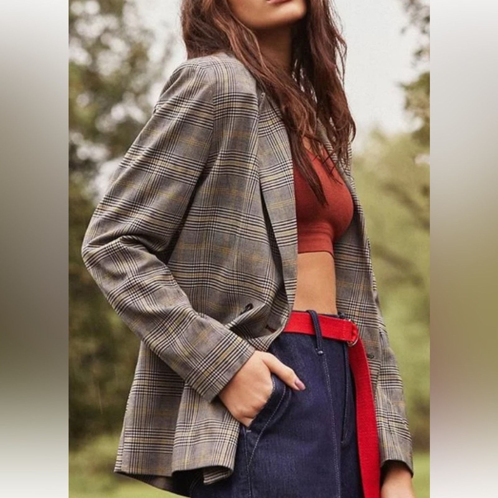 Urban Outfitters New Urban Outfitters $99 Plaid Red Blk Check Blazer S Size S / US 4 / IT 40 - 4 Thumbnail