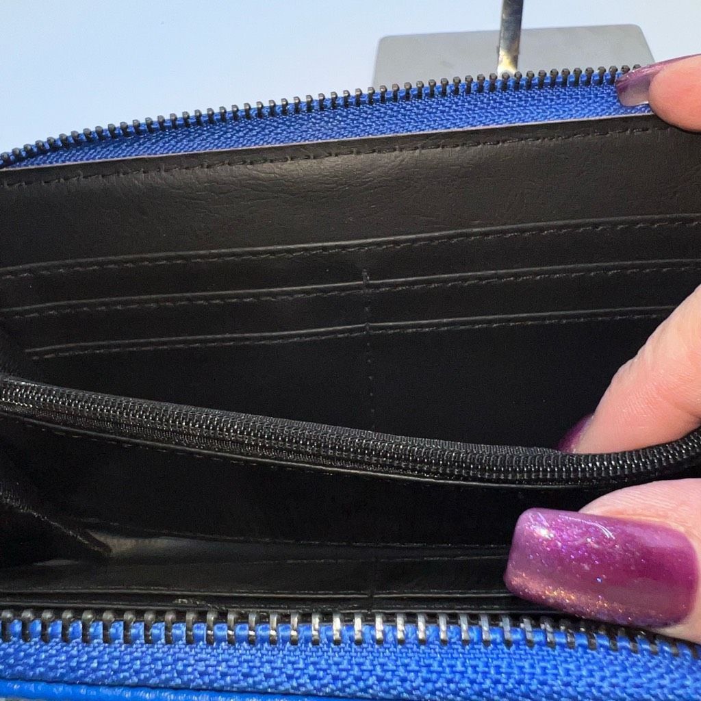 Badgley Mischka Badgly Mischka Faux Leather Long Zip around Wallet in Electric Blue Size ONE SIZE - 10 Thumbnail