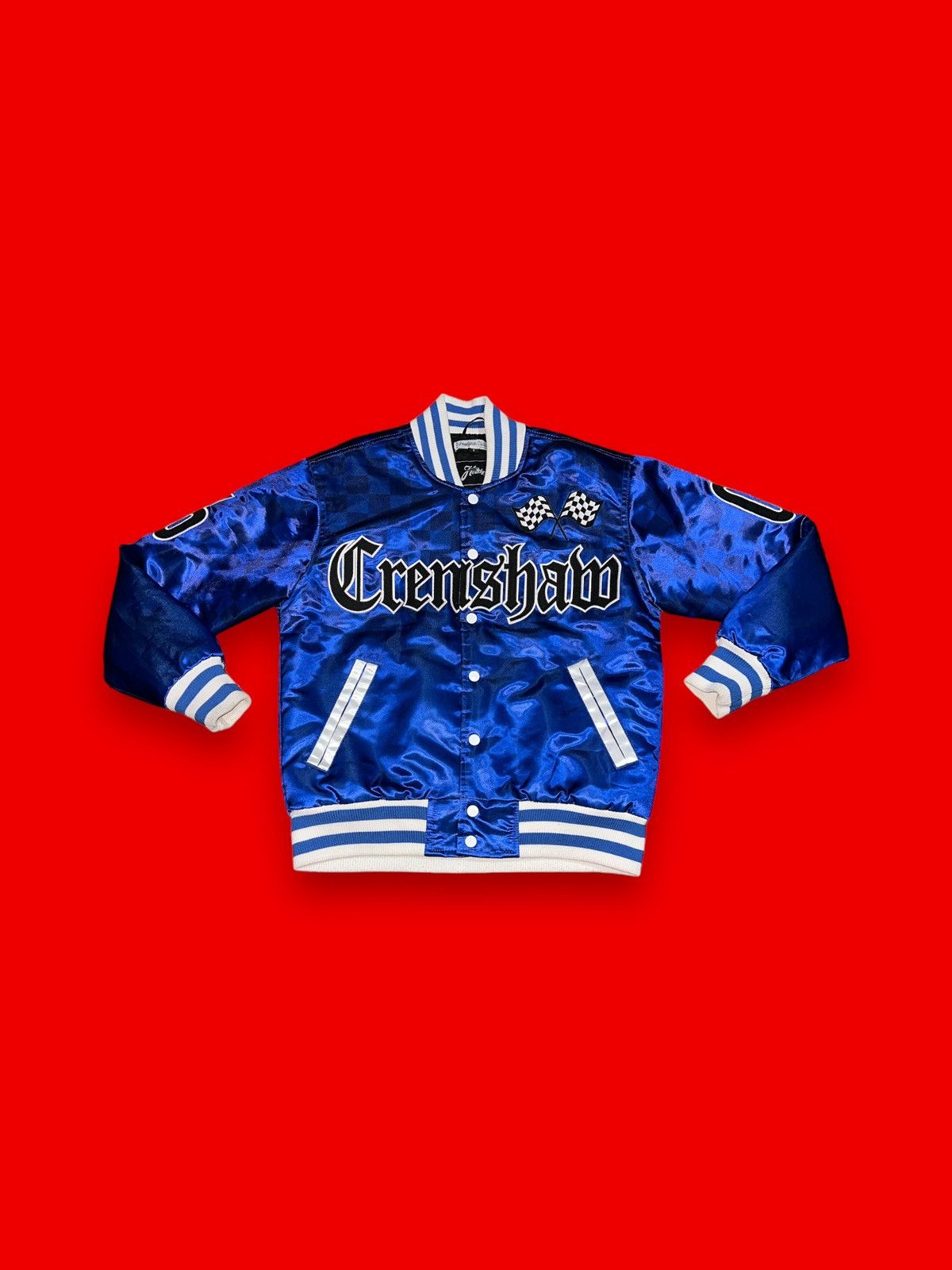 image of Vintage Crenshaw Nipsey Hussle Marathon Bomber Jacket in Blue, Men's (Size Small)