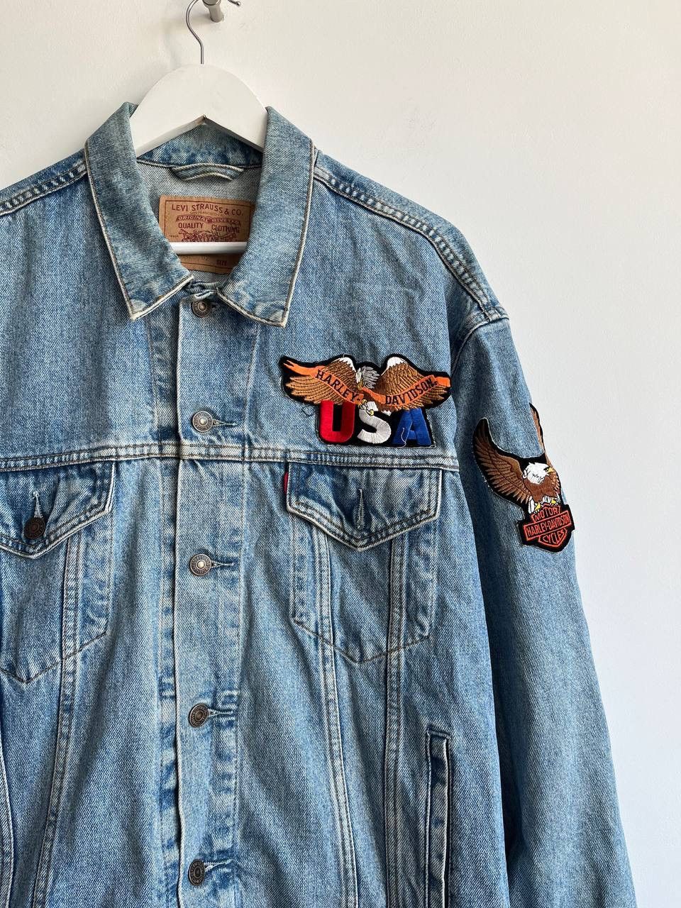 Levi's Vintage Levis Harley Davidson Patched Denim Jacket Size US XXL / EU 58 / 5 - 2 Thumbnail