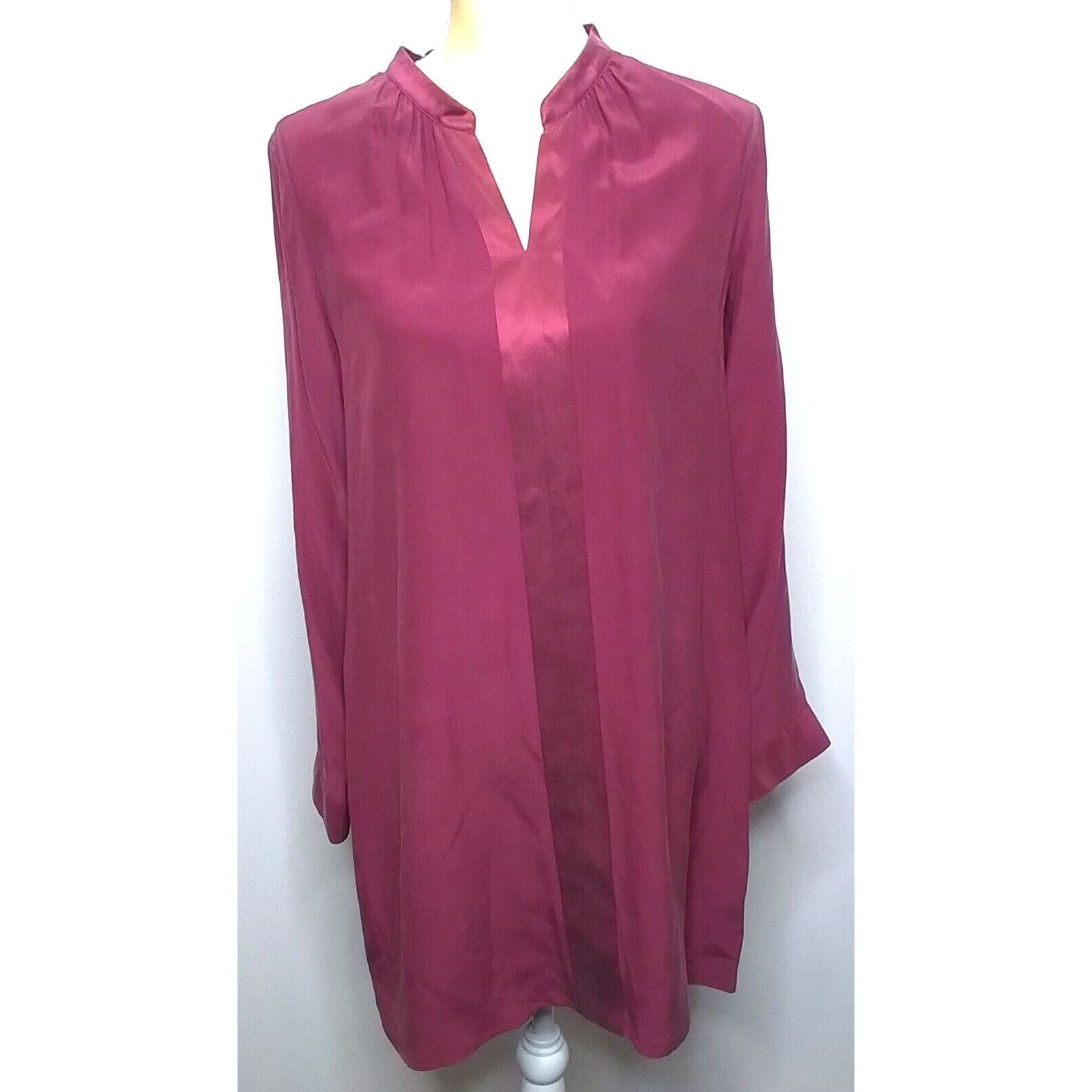 J. Jill J Jill Silk Dress Women's Medium Petite Long Sleeve Burgundy Size M / US 6-8 / IT 42-44 - 2 Thumbnail