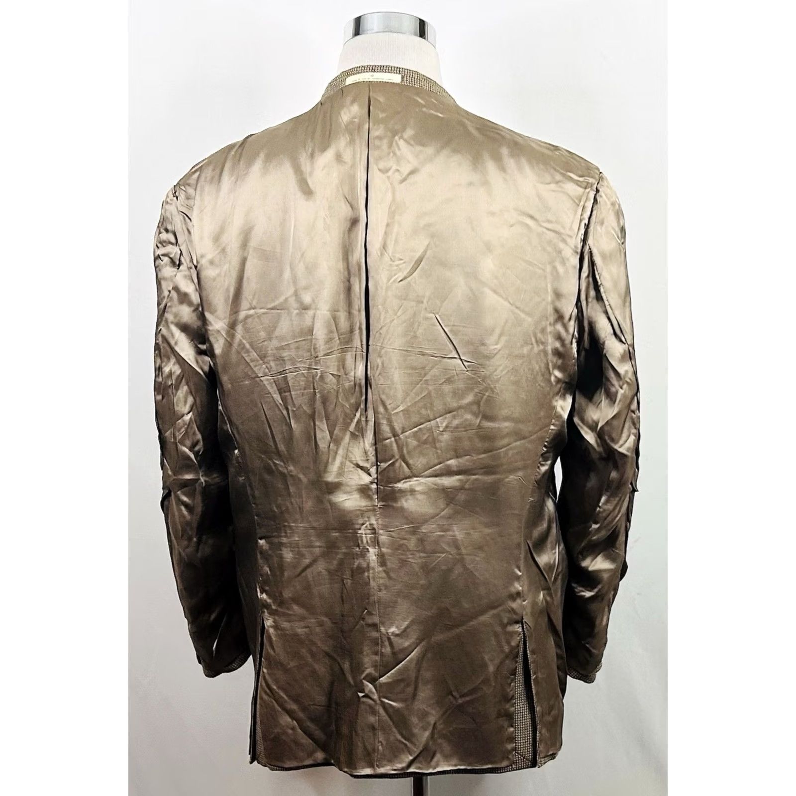 Joseph Abboud Joseph Abboud Sport Coat 46R Silk Wool Gold Knit Three-Button Double Vented Plaid Men's Jacket Court Formal Size US XS / EU 42 / 0 - 8 Thumbnail