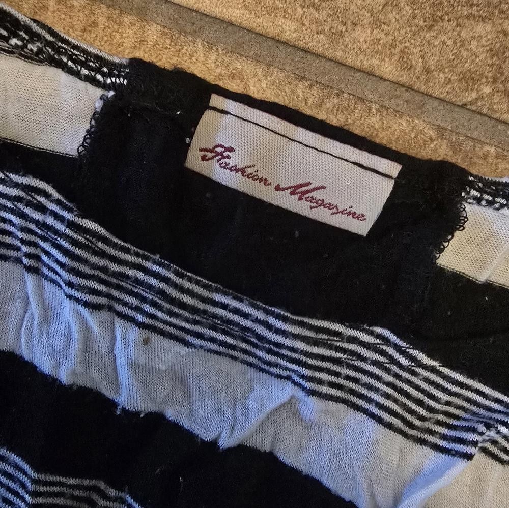 Designer Black White Striped FM Short Sleeve Size M / US 6-8 / IT 42-44 - 3 Thumbnail