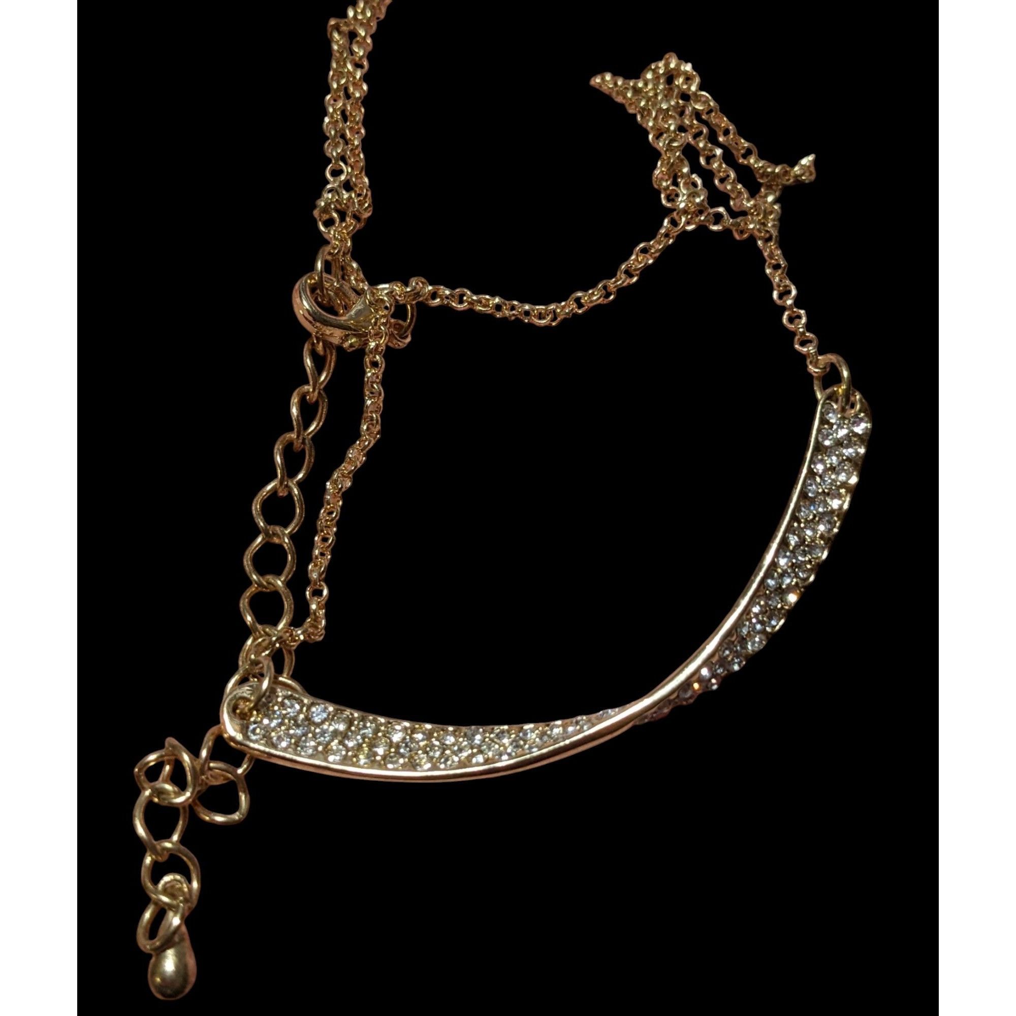 Other Sparkly Glam Gold Rhinestone Twisted Bar Necklace Size ONE SIZE - 2 Thumbnail