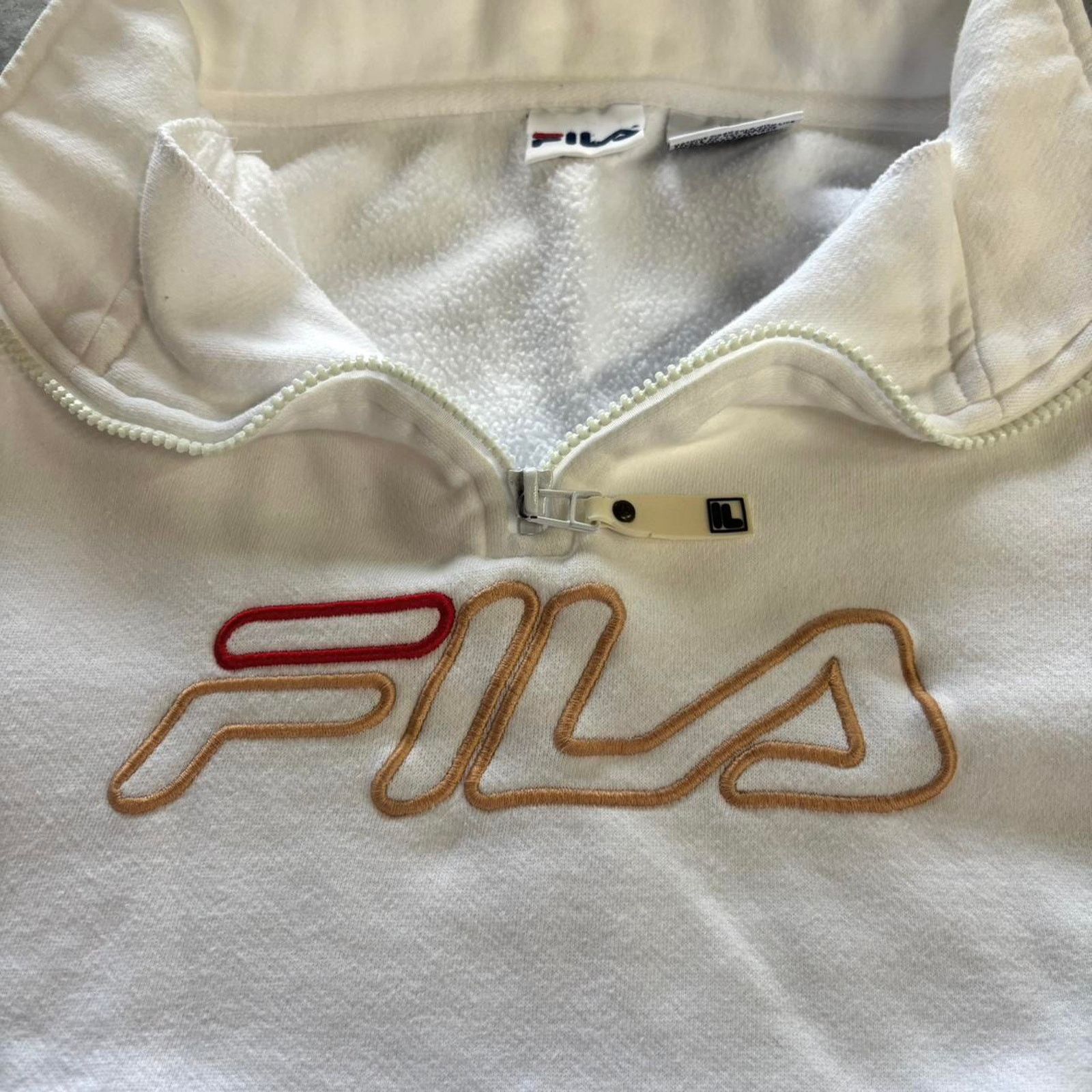 Fila × Nike × Vintage Vintage 90s Fila Quarter Zip Pullover Cropped Sweatshirt Size XL / US 12-14 / IT 48-50 - 2 Thumbnail