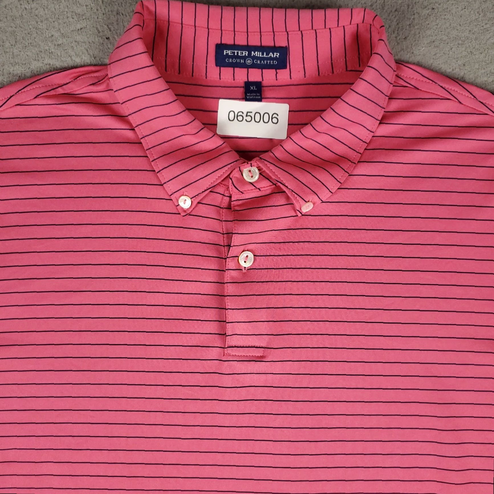 Peter Millar Peter Millar Polo Shirt Mens Size XL Pink Striped Crown Crafted Short Sleeve Size US XL / EU 56 / 4 - 2 Thumbnail