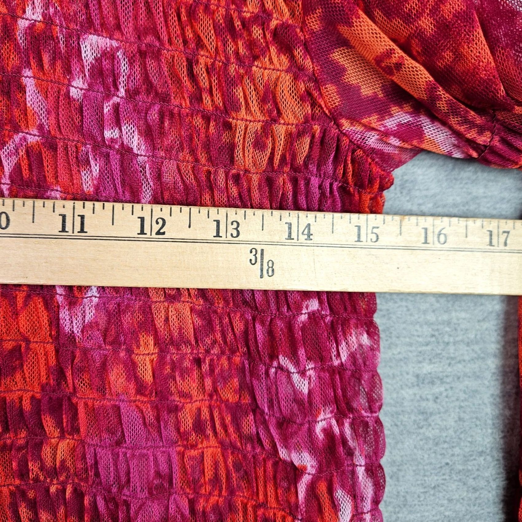 Free People Free People Blouse Shirt Womens M Red Pink Floral Long Sleeve Crew Neck Stretch All Seasons Regular Size M / US 6-8 / IT 42-44 - 4 Thumbnail
