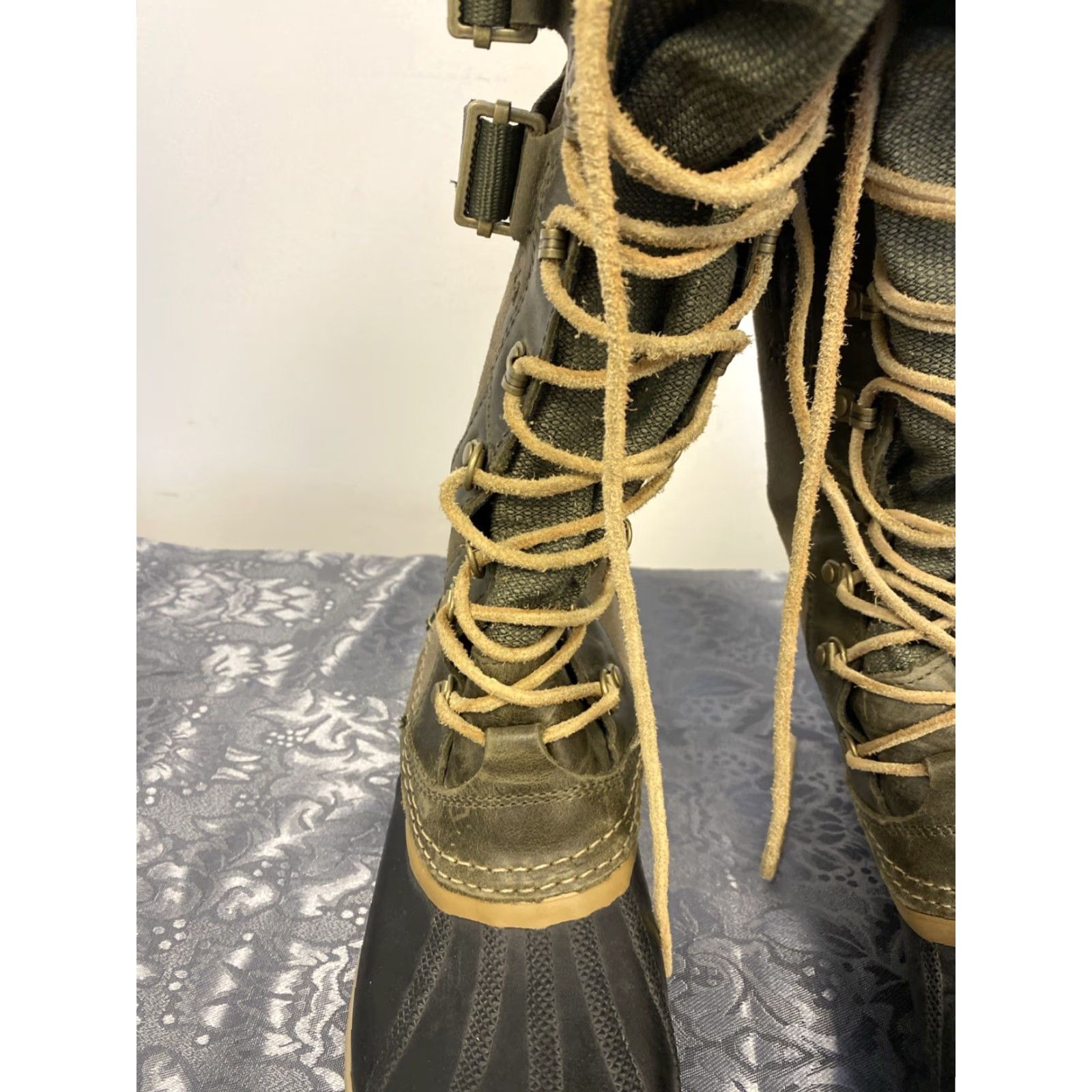 SOREL VINTAGE Sorel Conquest Carly Leather Snow Boots Waterproof Winter Boots Women Size 10 EUR 41 Military Green Size US 10 / IT 40 - 2 Thumbnail