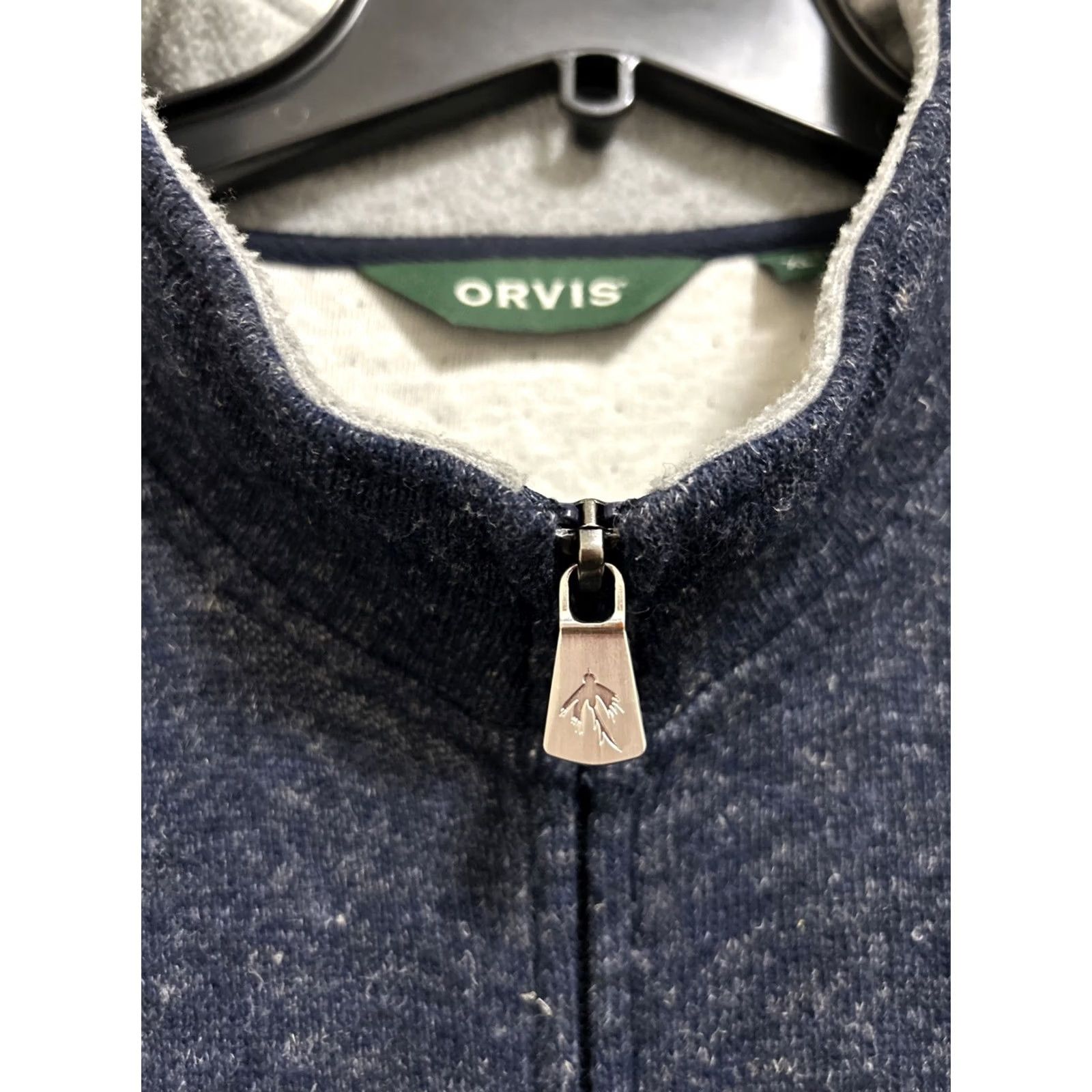 Orvis Orvis Sweater Mens XL Blue Full Zip Pockets Collared Knit Wool Linen Outerwear Walking Outdoor Bag Pockets YKK Regular Modern 100% Polyester Size US XL / EU 56 / 4 - 5 Thumbnail