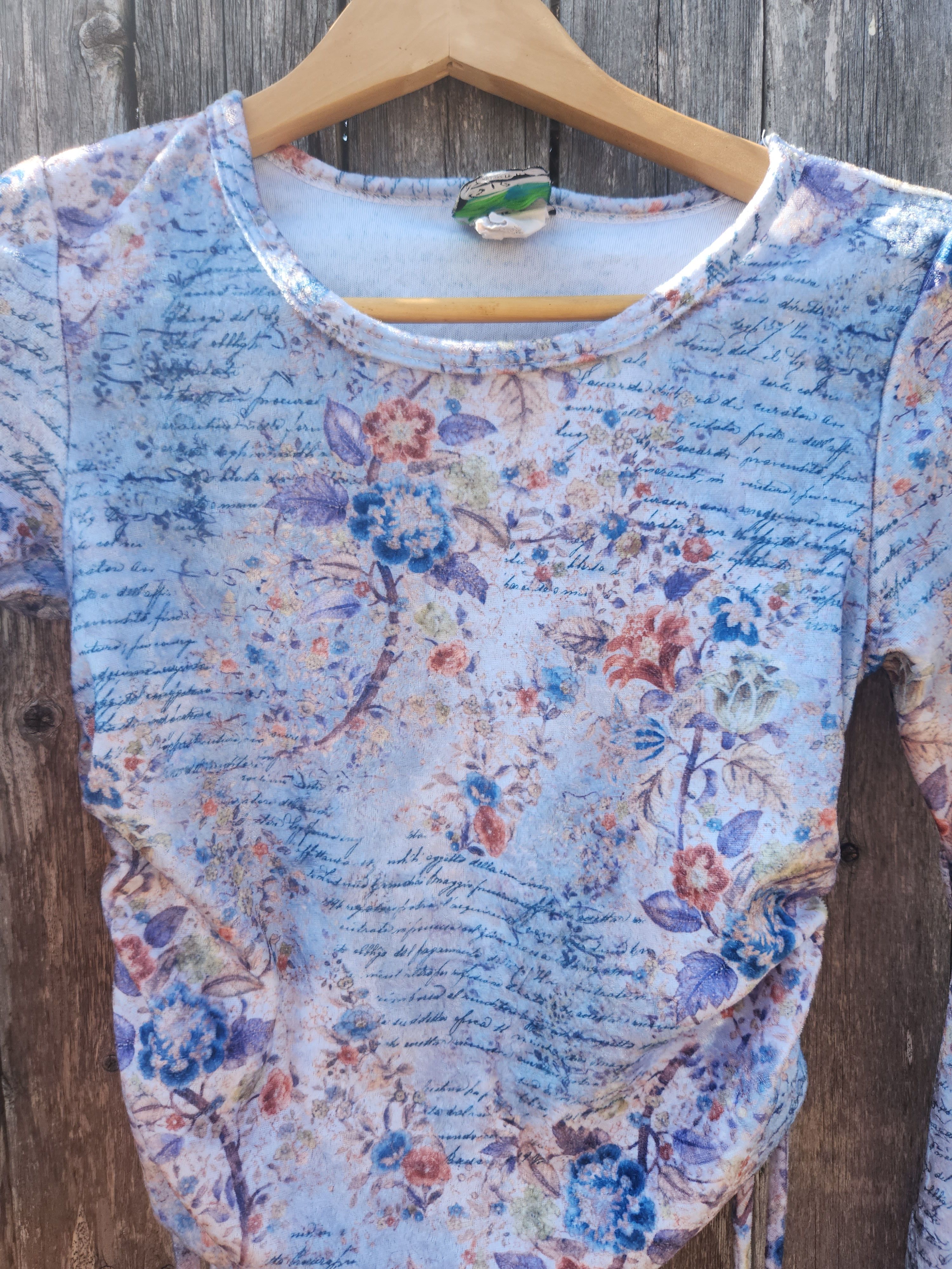 Other Earth Girl Vntg Blue Fairy Floral Boho Blouse Size M / US 6-8 / IT 42-44 - 3 Thumbnail
