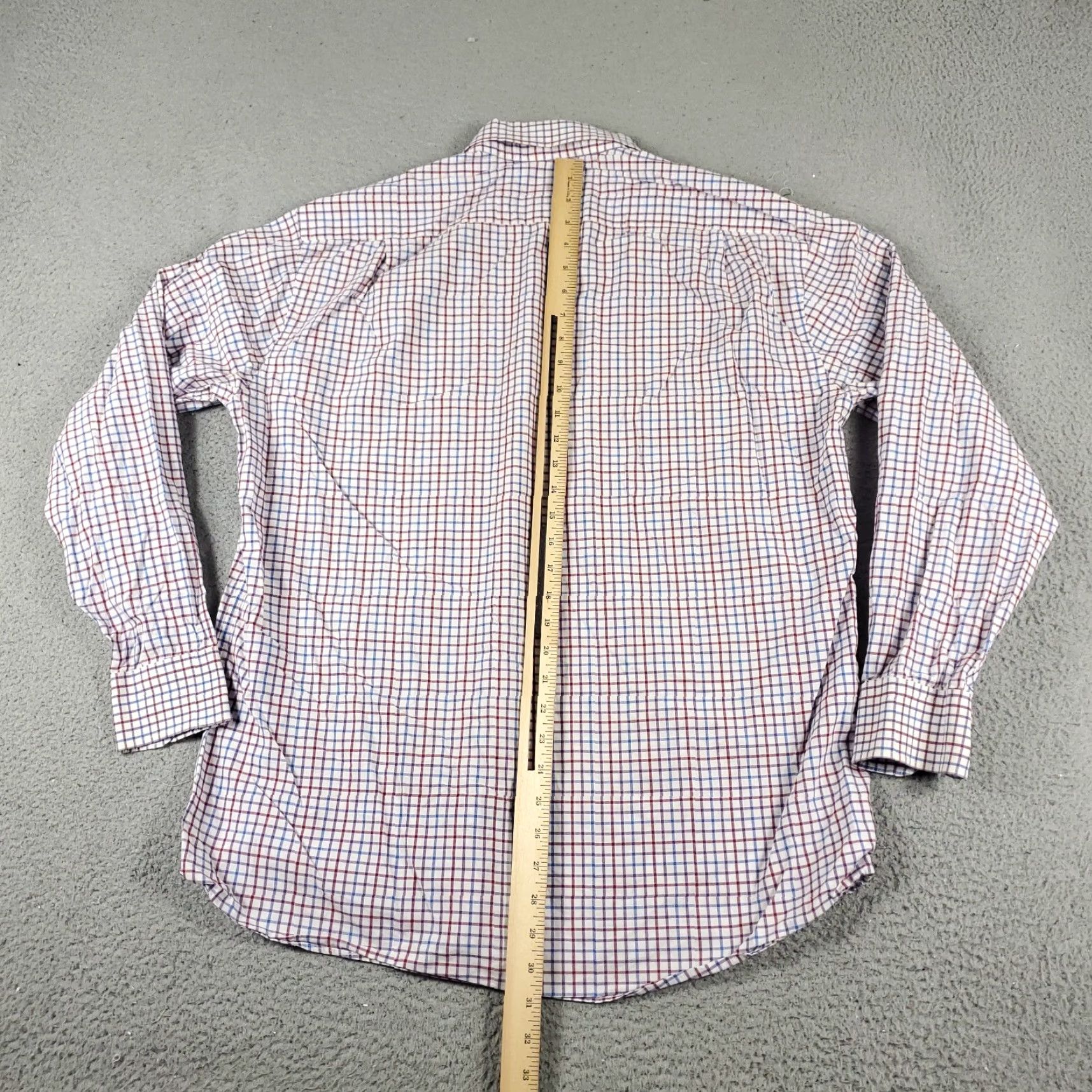 Tommy Hilfiger Tommy Hilfiger Dress Shirt Men's 16.5 Long Sleeve Blue Red Check Button-Up Size 42R - 3 Thumbnail