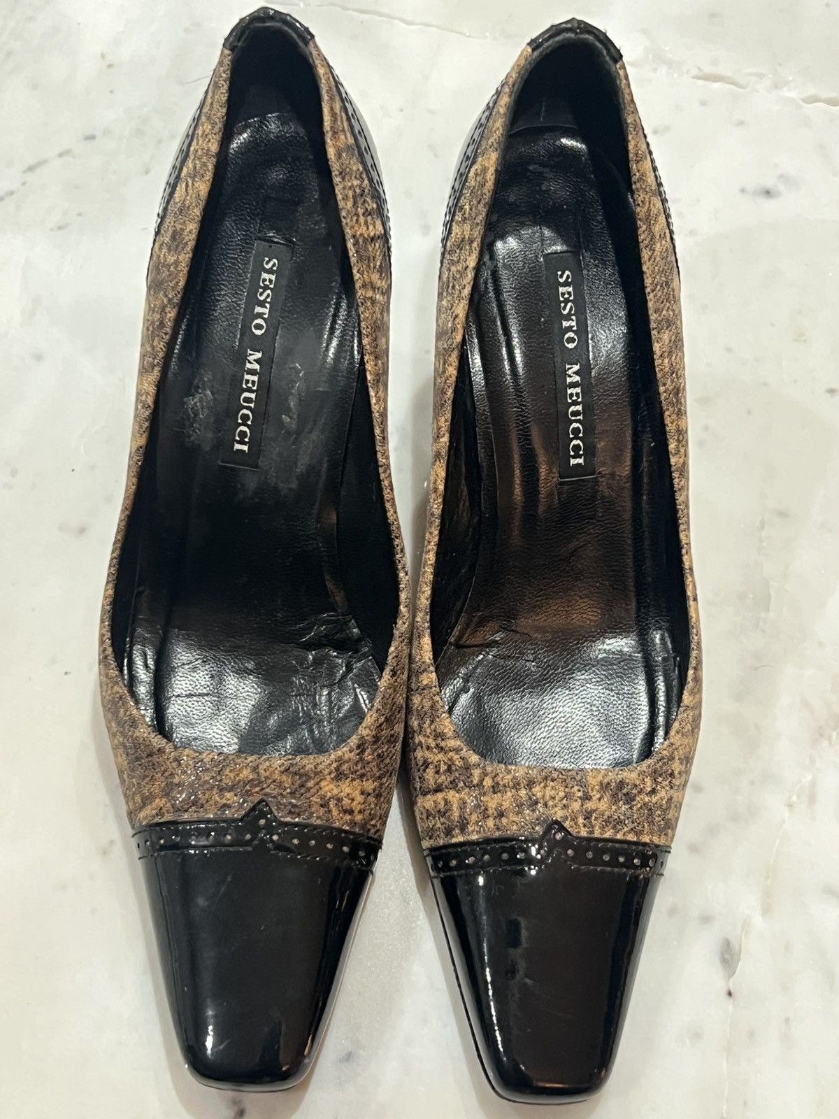 Other Sesto Meucci Mory Boroque Black and Brown Heels Size US 5.5 / IT 35.5 - 1 Thumbnail