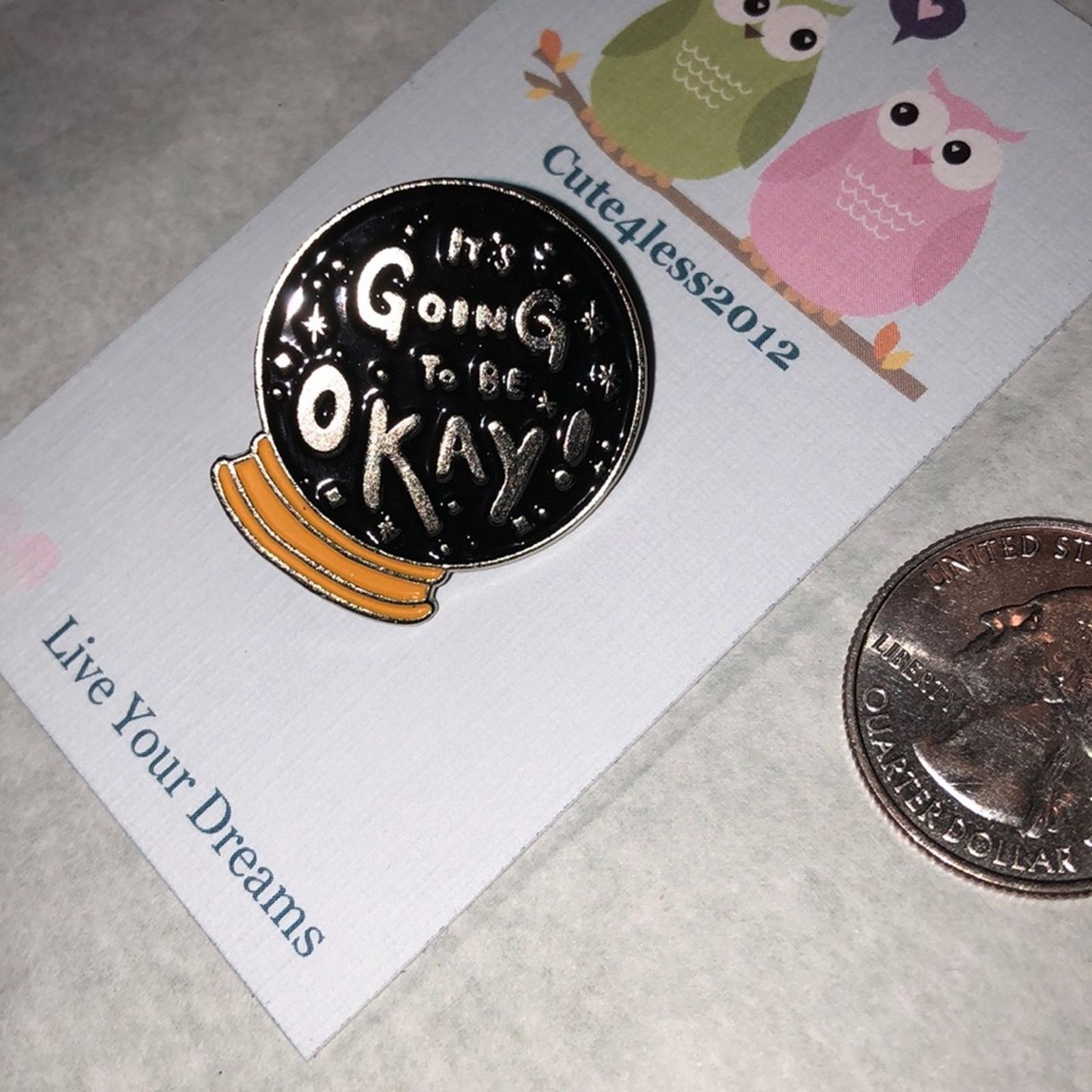 Other I’m Going to be Ok Crystal Ball Pin Brooch Size ONE SIZE - 1 Thumbnail