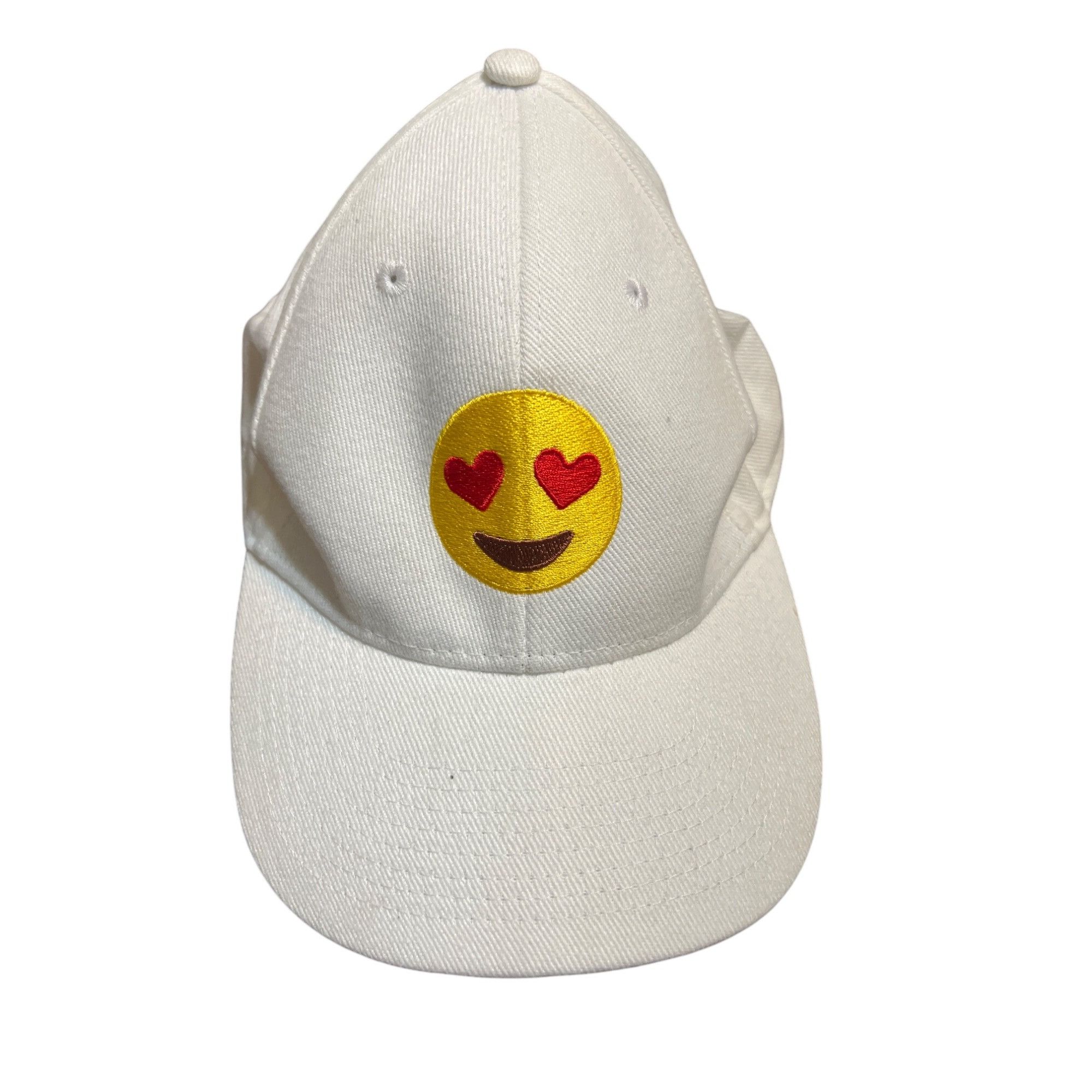 Other Emoji Heart Eyes White Baseball Cap Adjustable Fit Embroider Size ONE SIZE - 1 Thumbnail