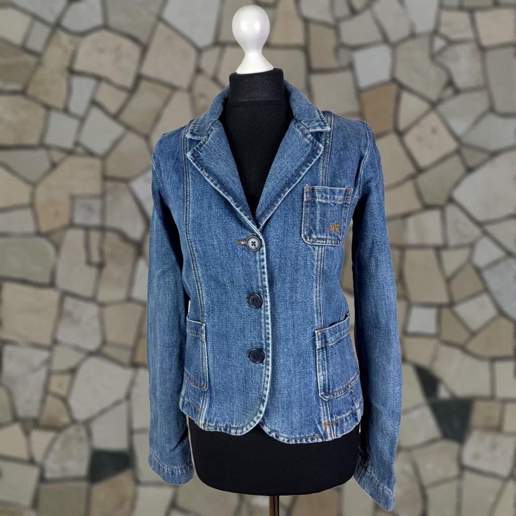 Vintage Woolrich womens jacket blue Size M denim Cotton Blazer Size 32" / US 10 / IT 46 - 1 Thumbnail