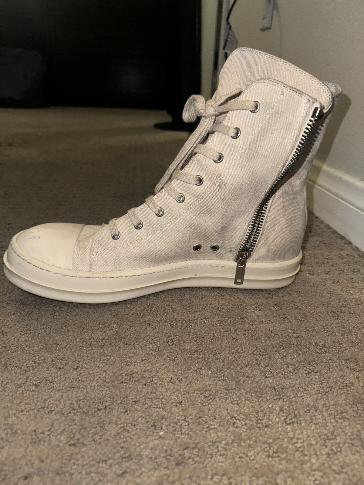 Rick Owens Drkshdw Rick Owen Drkshadw White High Tops Size US 13 / EU 46 - 4 Thumbnail