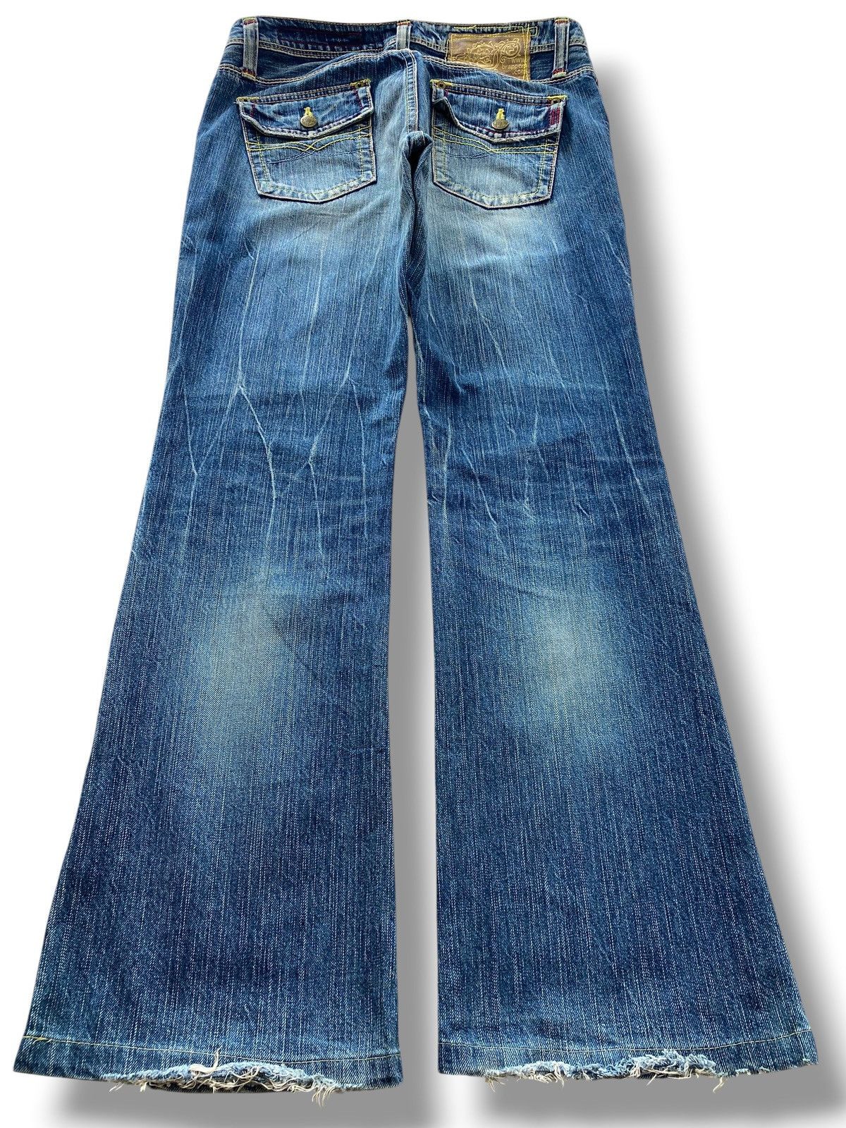 Japanese Brand Brappers Faded Wash Whiskered Style Straight Leg Jeans Size US 30 / EU 46 - 3 Thumbnail