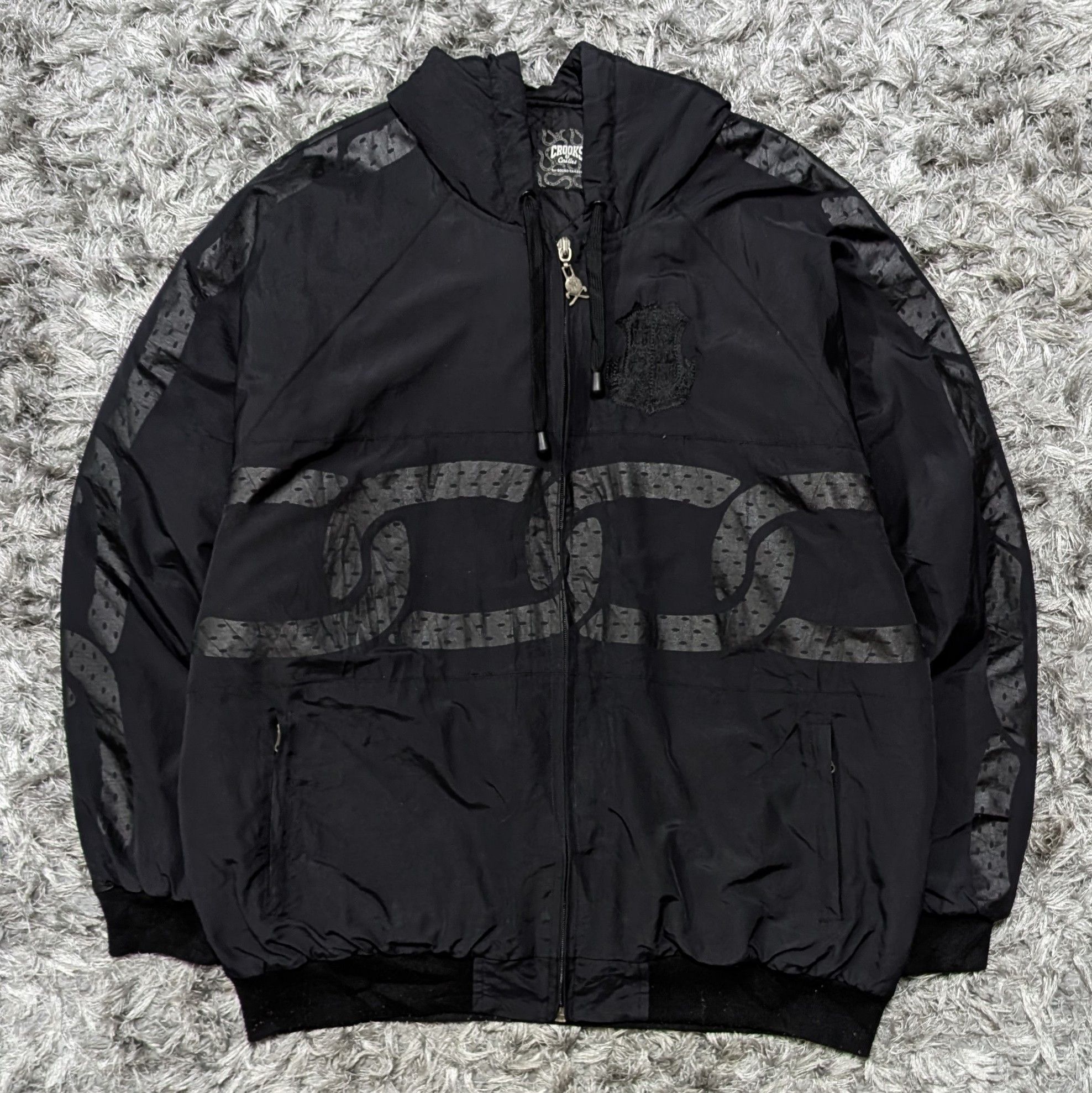 Oversized Crooks & Castles Heat Seal Print Jacket 85 Chains