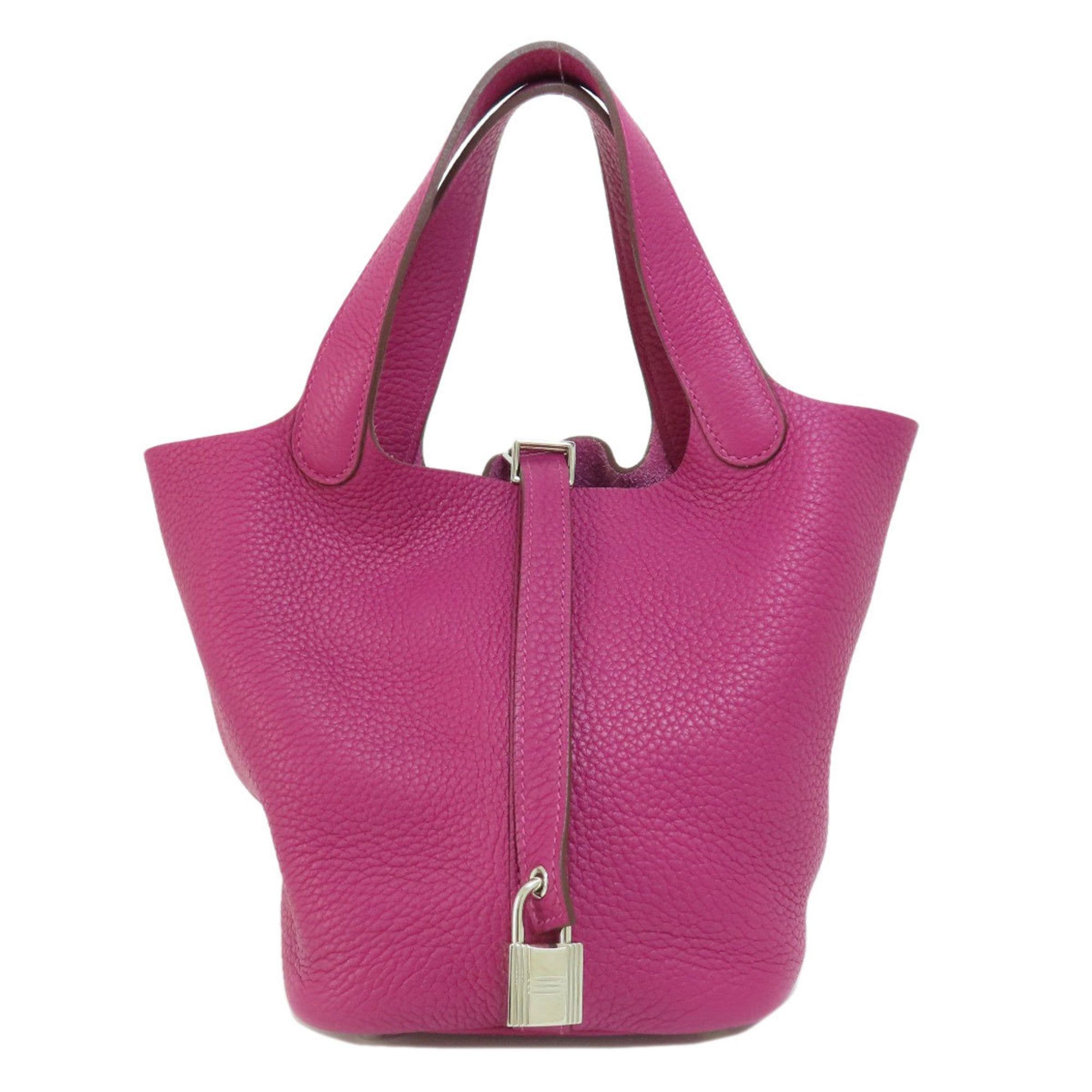 image of Hermes Picotan Lock Pm Pink Handbag Taurillon Women's in Black