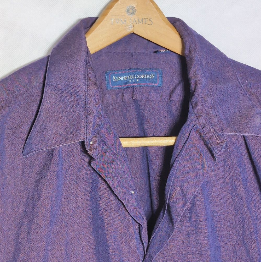 Designer Vintage Kenneth Gordon 16.5-34 Purple Cotton Button-Up Shir Size US L / EU 52-54 / 3 - 3 Thumbnail