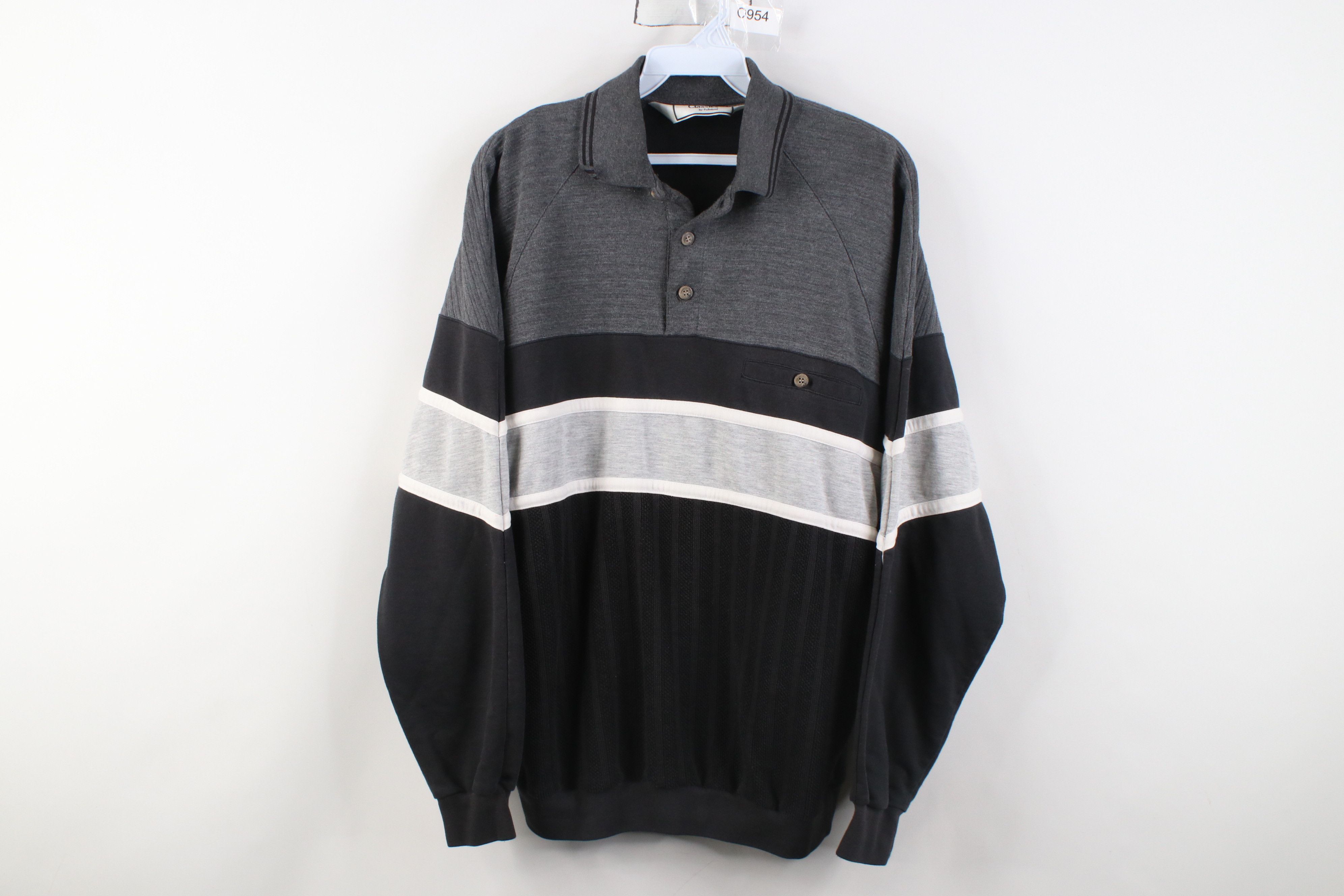 Vintage Vintage 90s Streetwear Ribbed Knit Long Sleeve Rugby Polo Size US M / EU 48-50 / 2 - 1 Thumbnail