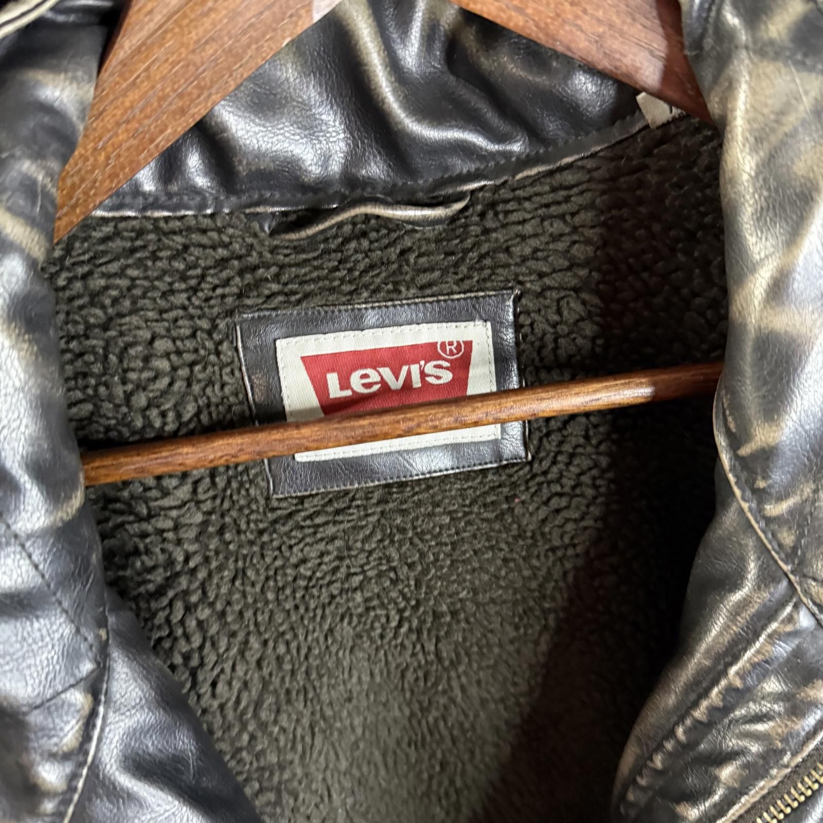 Levi's Levi's Black Leather Jacket with Sherpa Lining Size US XL / EU 56 / 4 - 3 Thumbnail