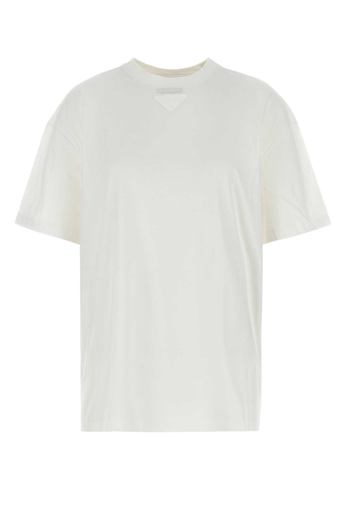 Prada White Cotton Oversize T-Shirt Size M / US 6-8 / IT 42-44 - 1 Thumbnail